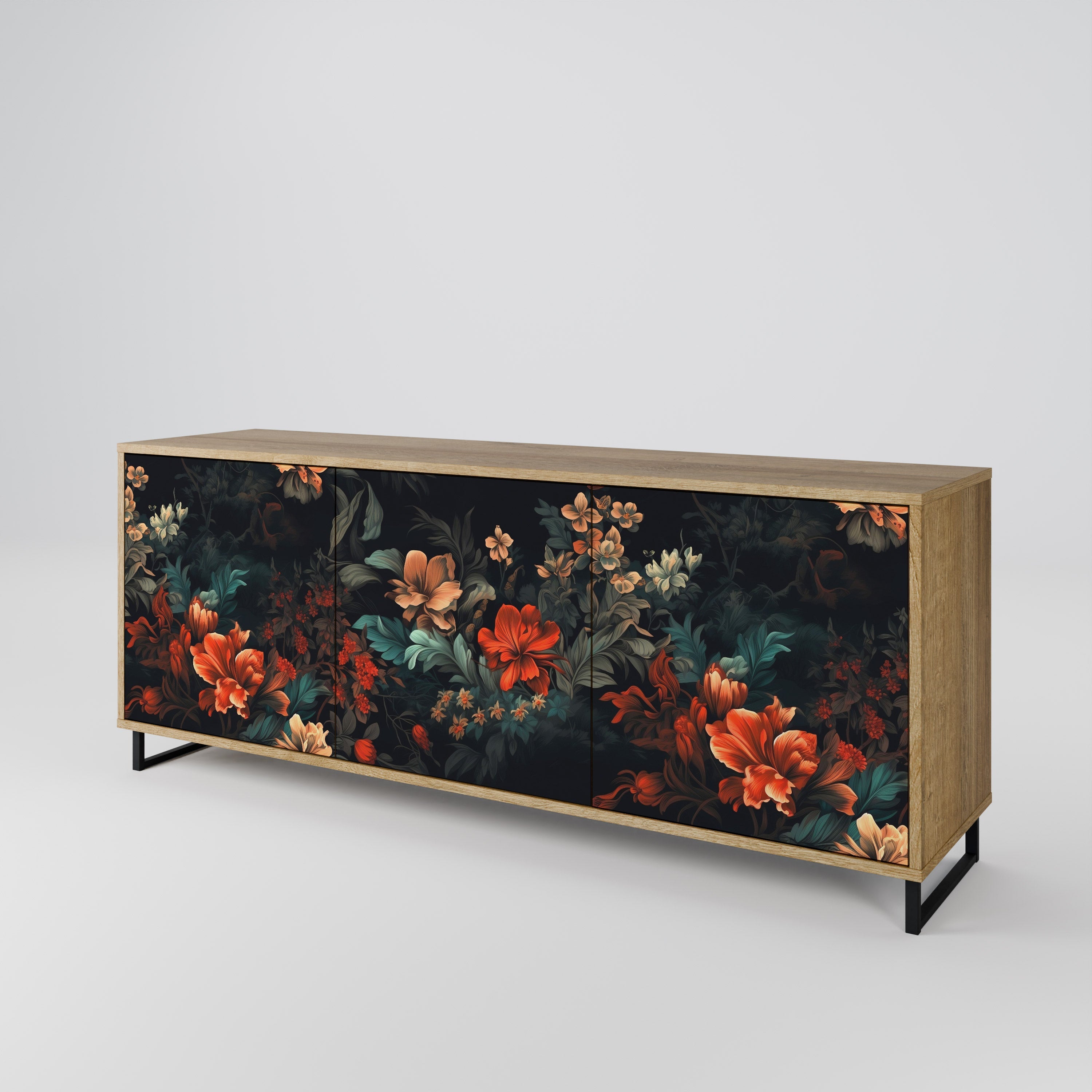 IMAGINARY BLOSSOM Sideboard mit 3 Türen in Eichenoptik
