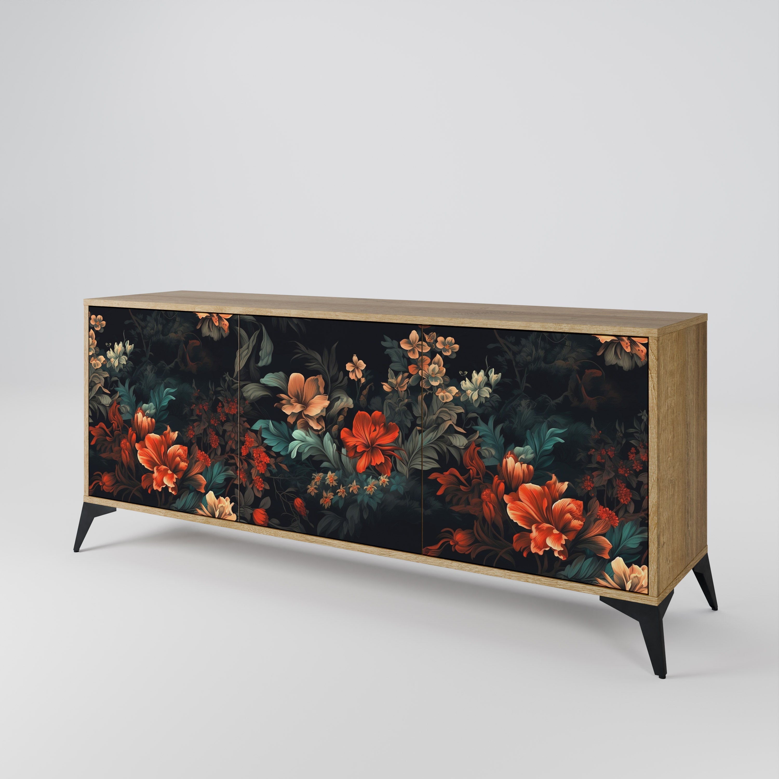 IMAGINARY BLOSSOM Sideboard mit 3 Türen in Eichenoptik