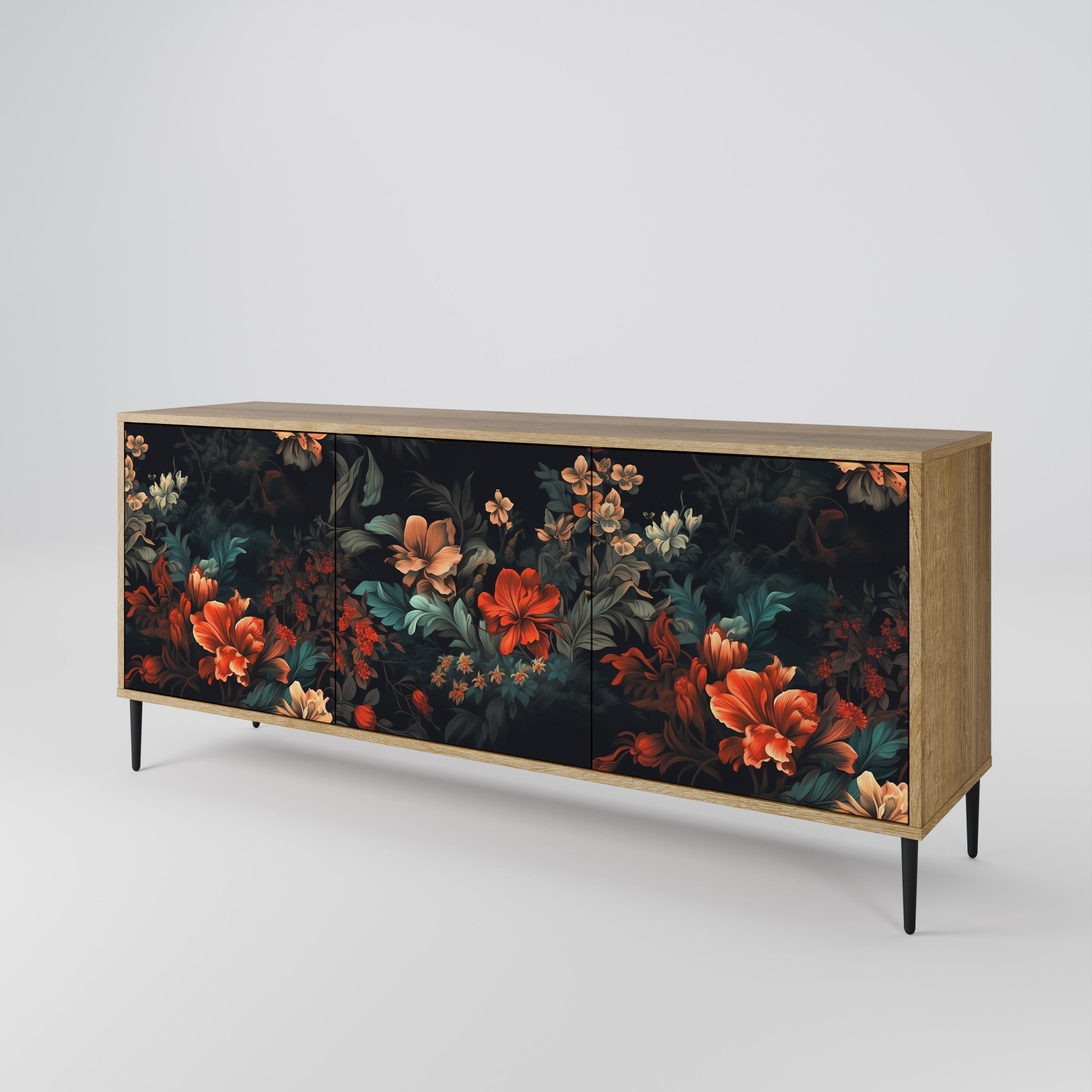 IMAGINARY BLOSSOM Sideboard mit 3 Türen in Eichenoptik