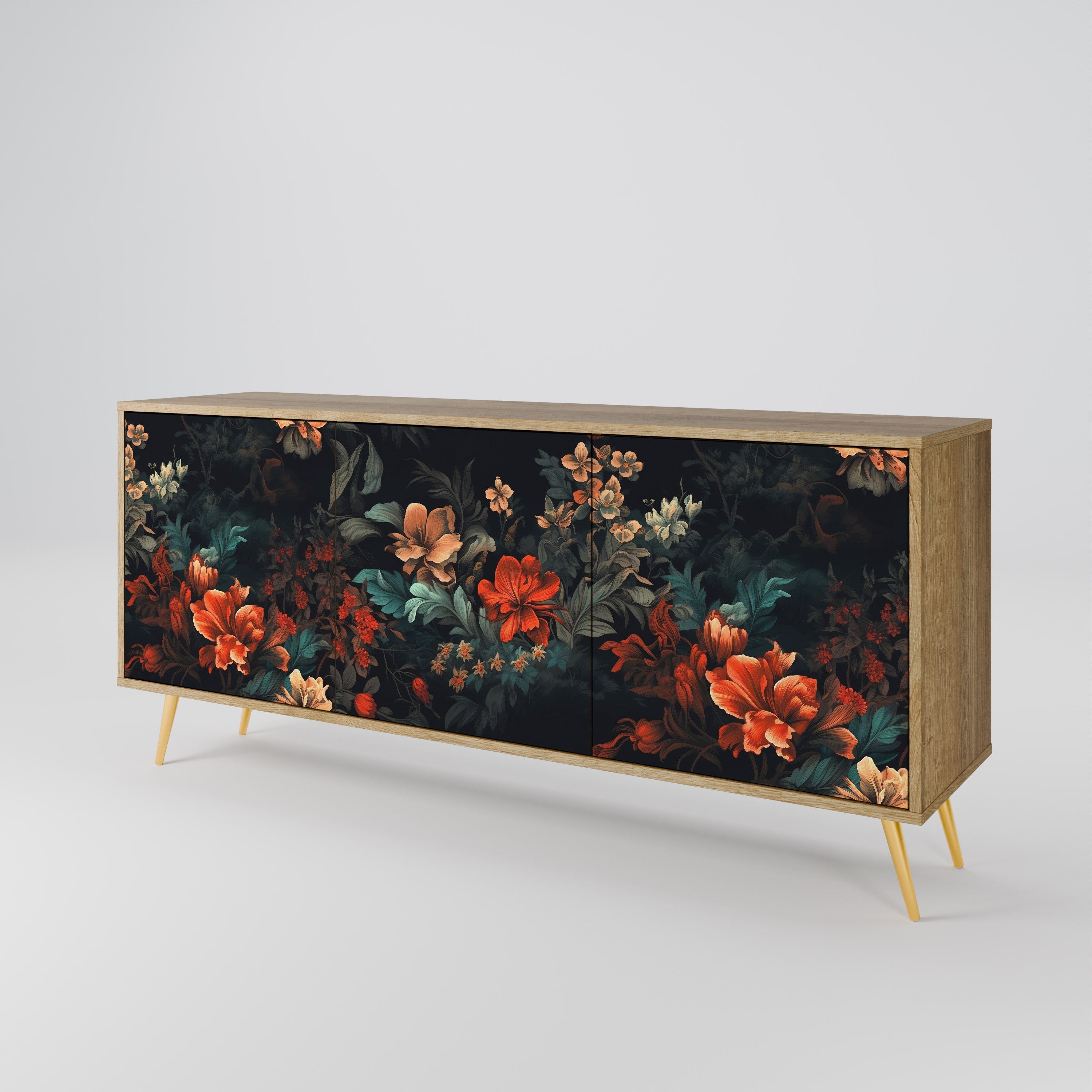 IMAGINARY BLOSSOM Sideboard mit 3 Türen in Eichenoptik
