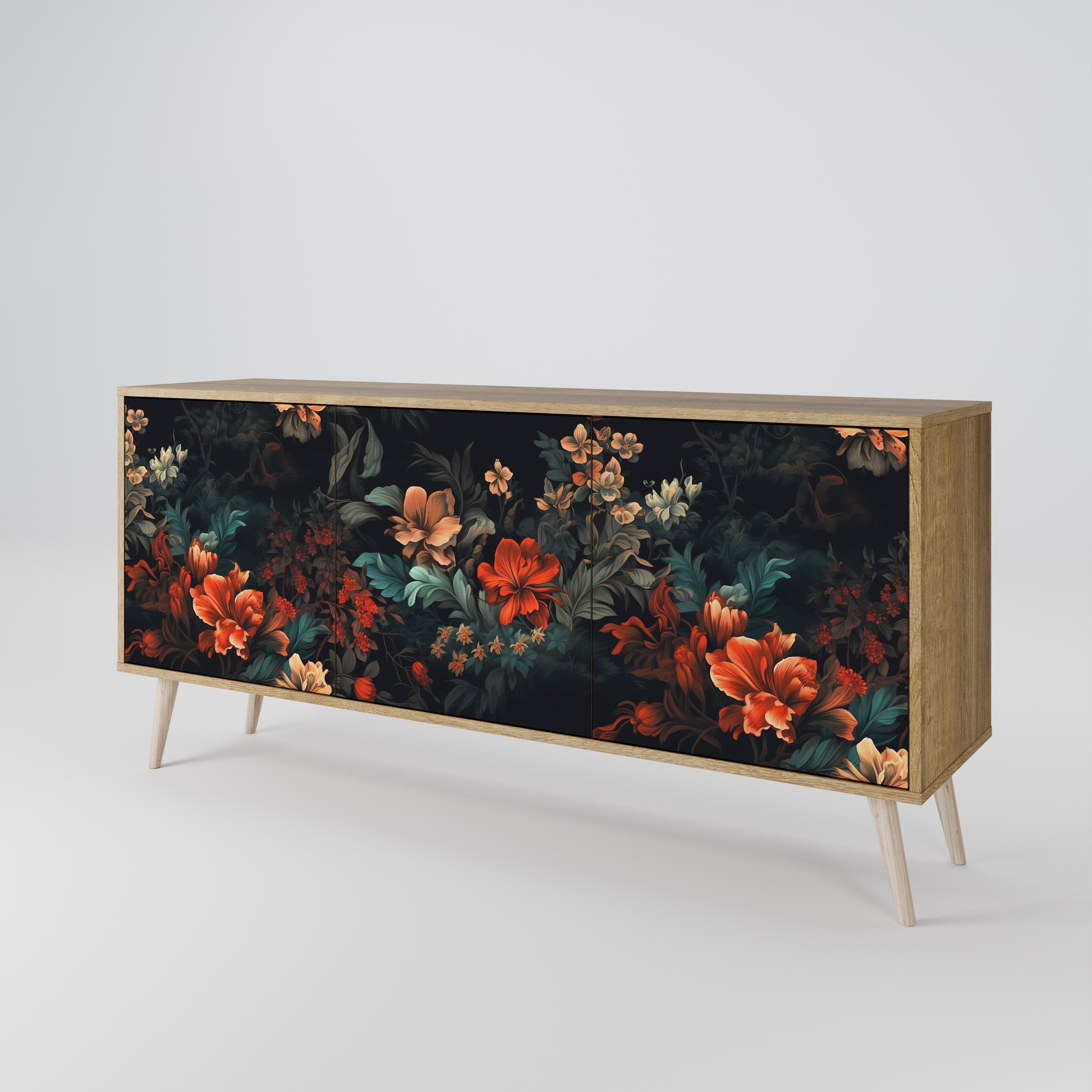 IMAGINARY BLOSSOM Sideboard mit 3 Türen in Eichenoptik