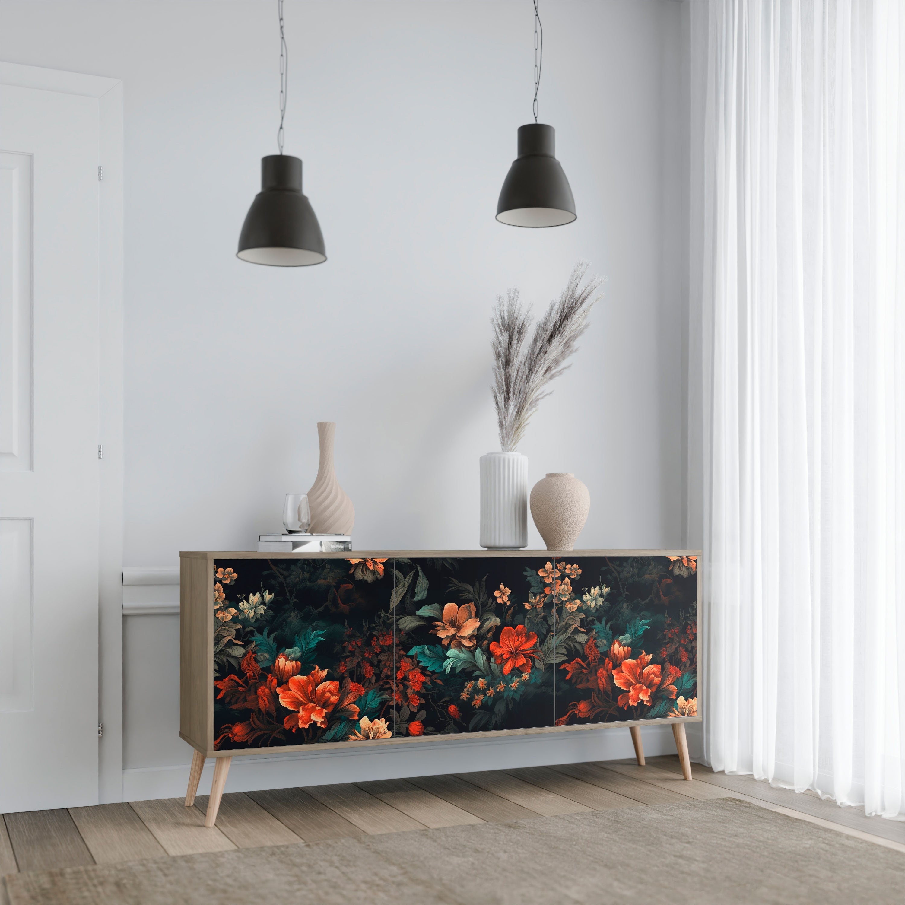 IMAGINARY BLOSSOM Sideboard mit 3 Türen in Eichenoptik