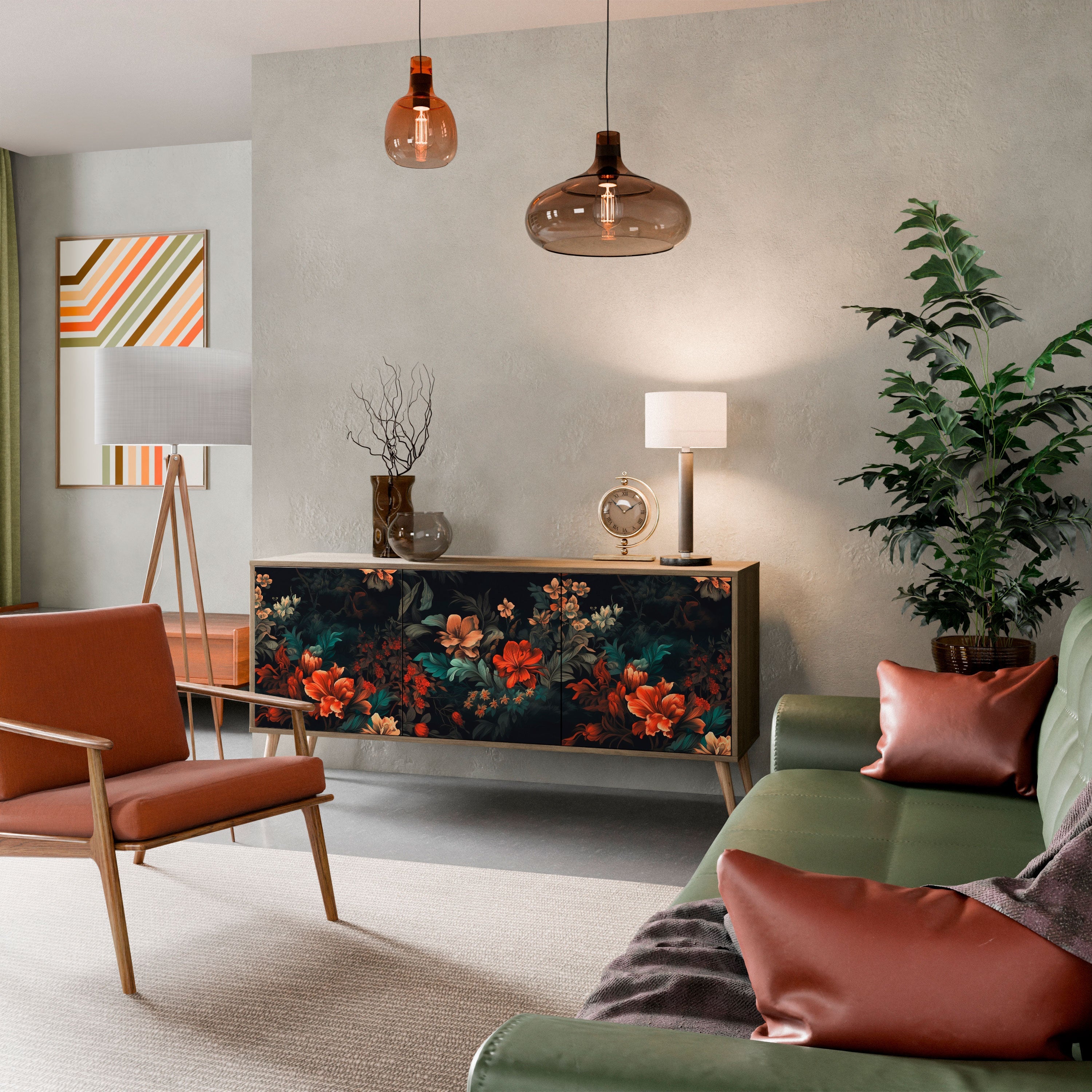 IMAGINARY BLOSSOM Sideboard mit 3 Türen in Eichenoptik