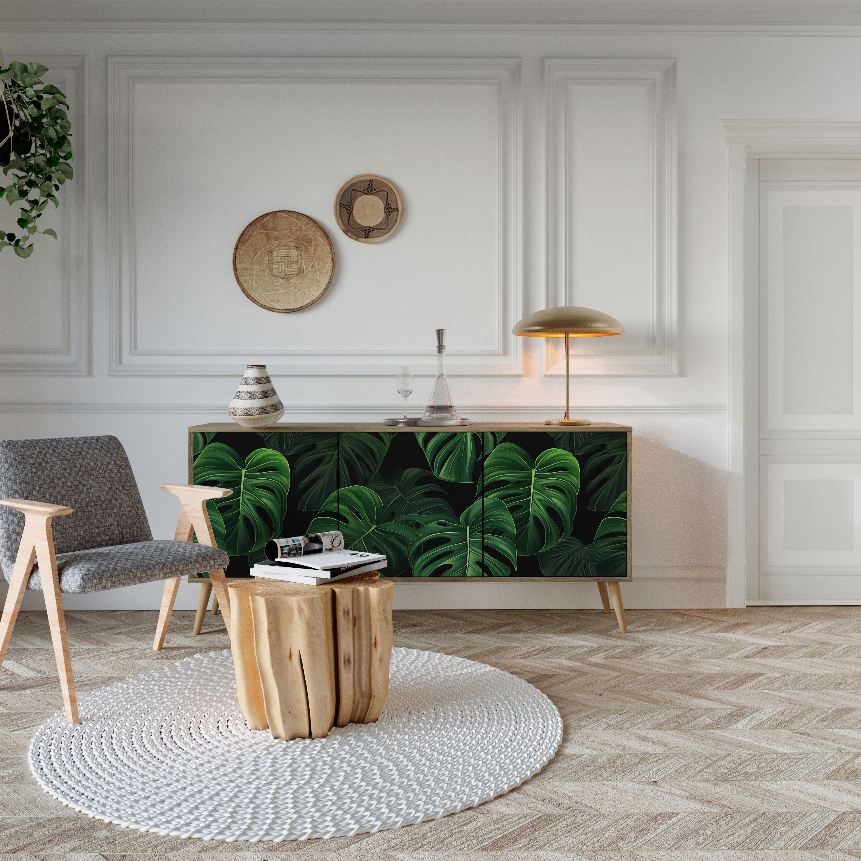INFINITE MONSTERA 3-türiges Sideboard in Eichenoptik
