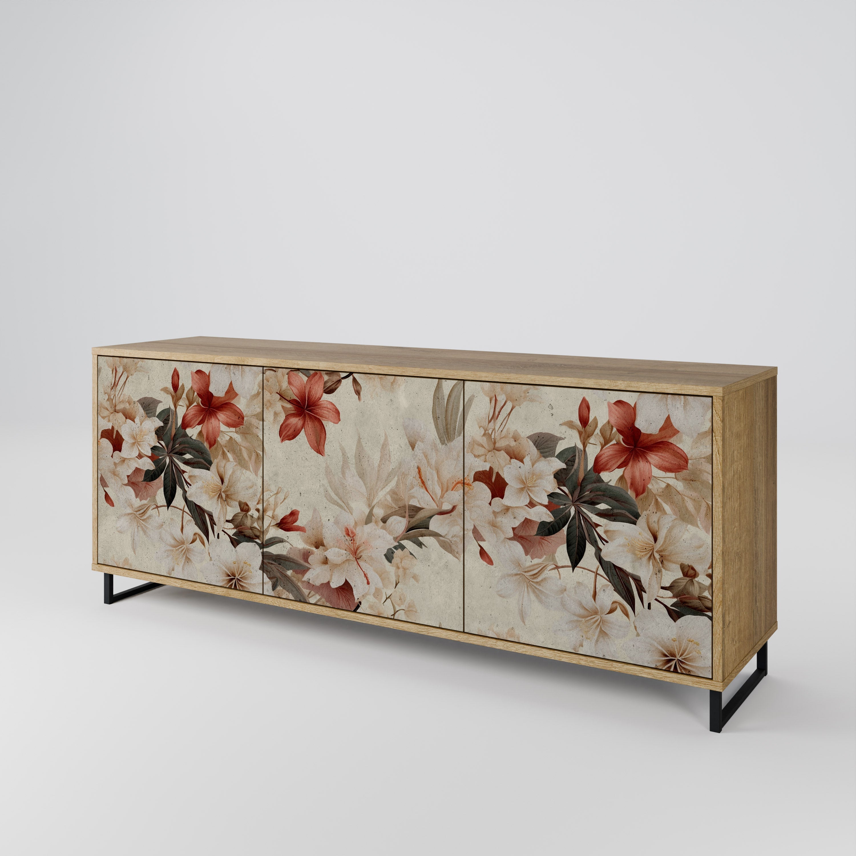 PETAL HARMONY 3-türiges Sideboard in Eichenoptik