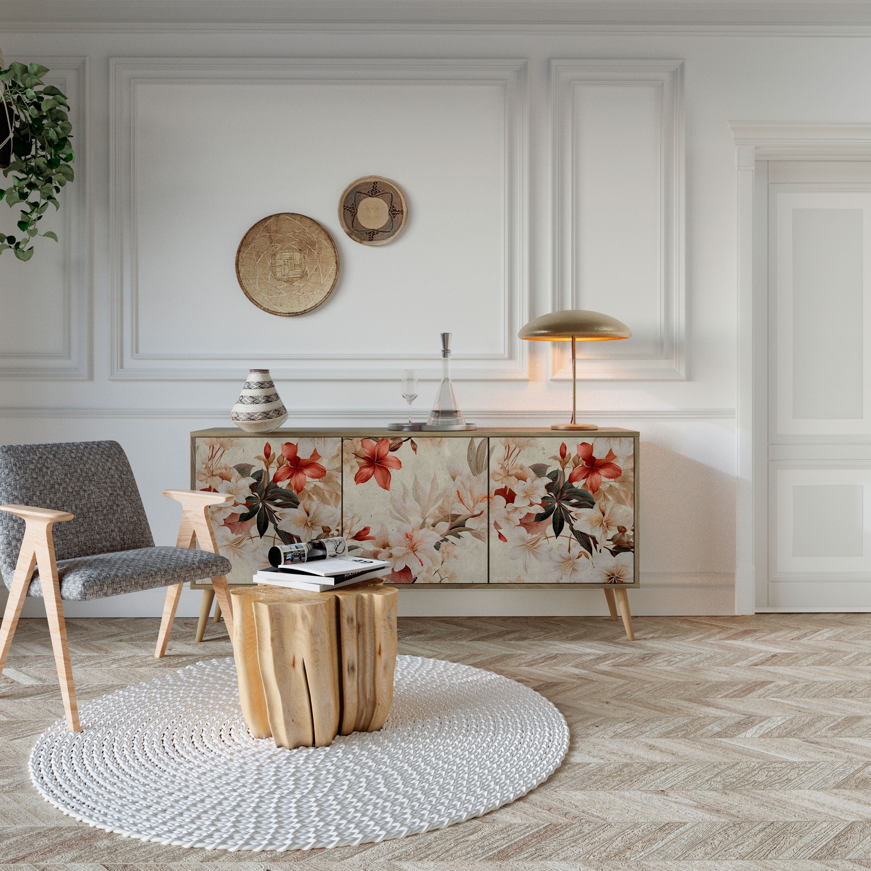 PETAL HARMONY 3-türiges Sideboard in Eichenoptik