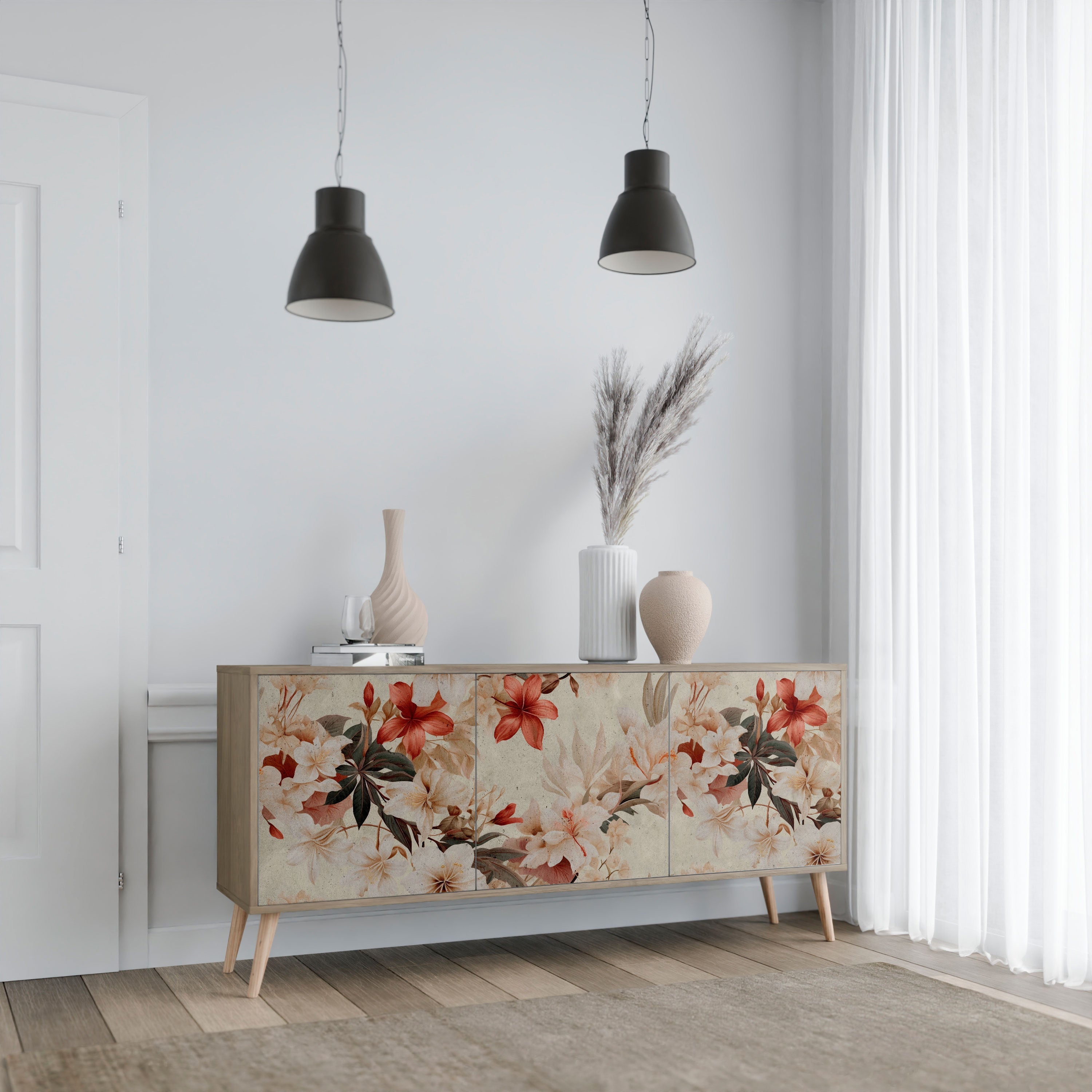 PETAL HARMONY 3-türiges Sideboard in Eichenoptik