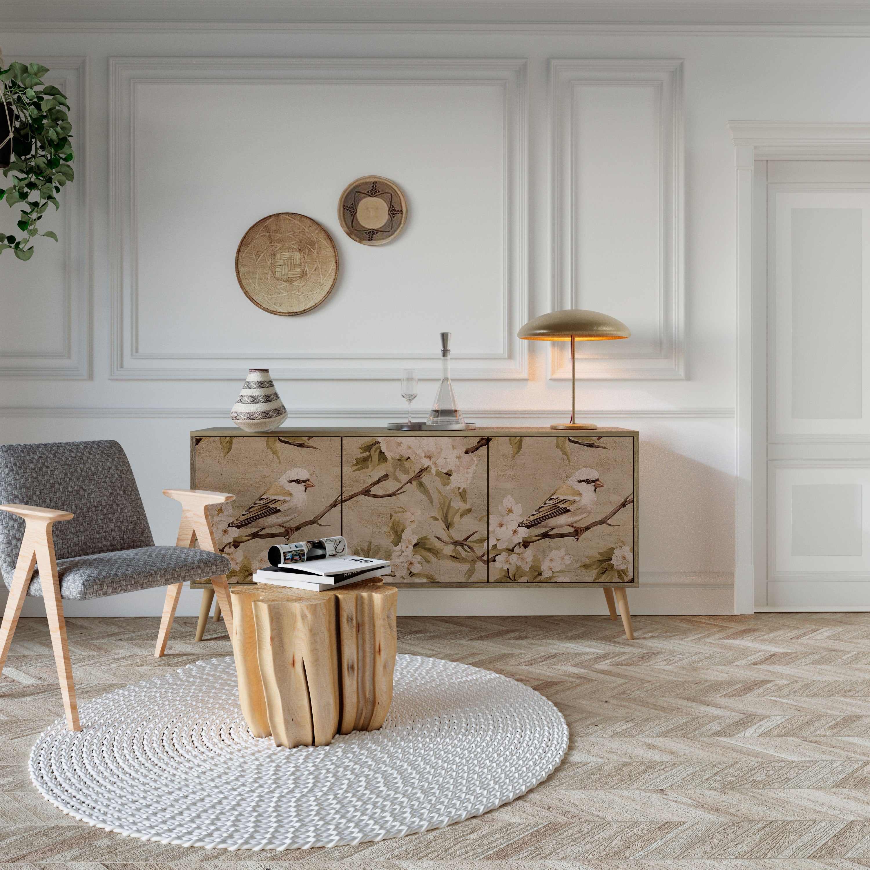 PETAL DISTINGUISH 3-türiges Sideboard in Eichenoptik