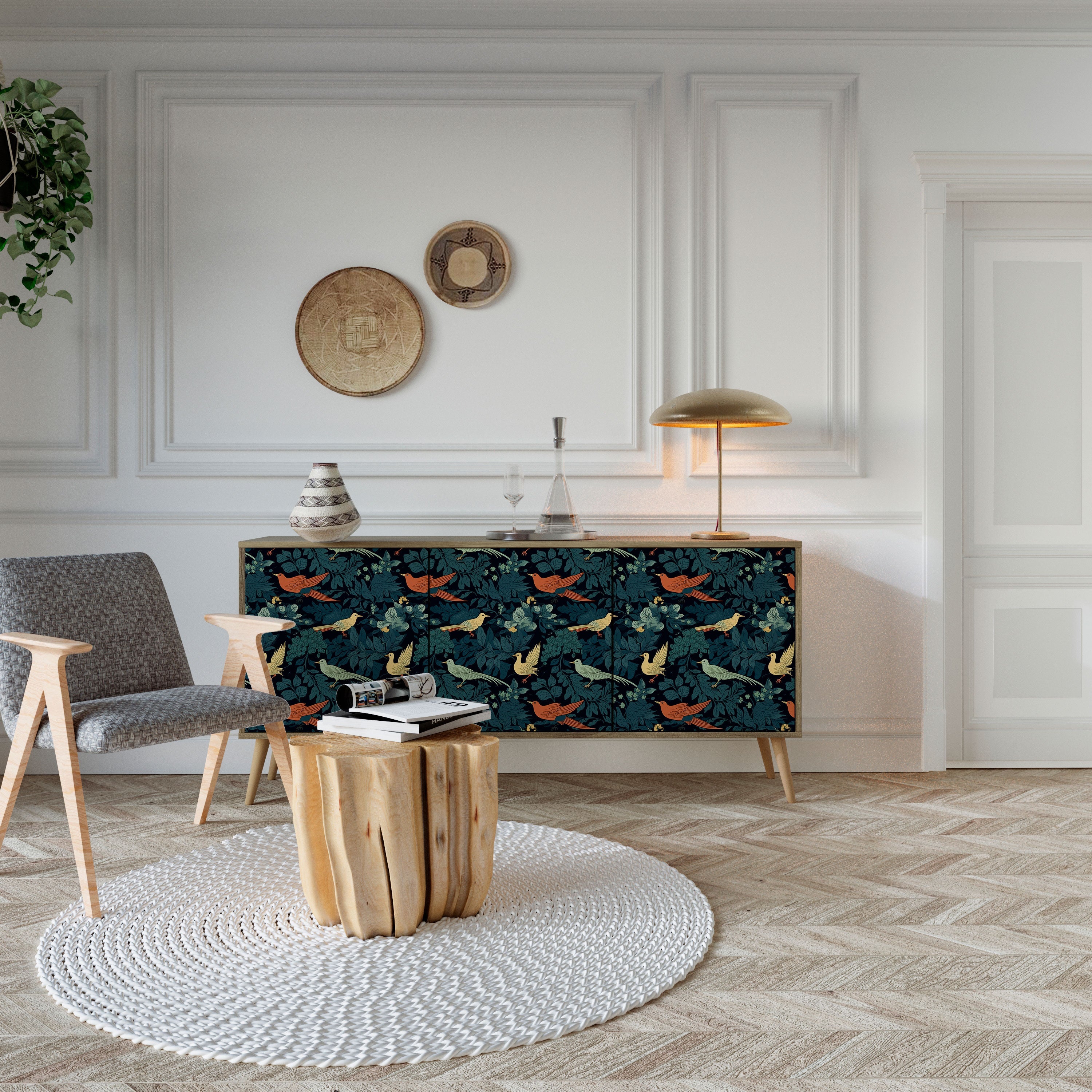 FOWL ORNAMENT 3-türiges Sideboard in Eichenoptik