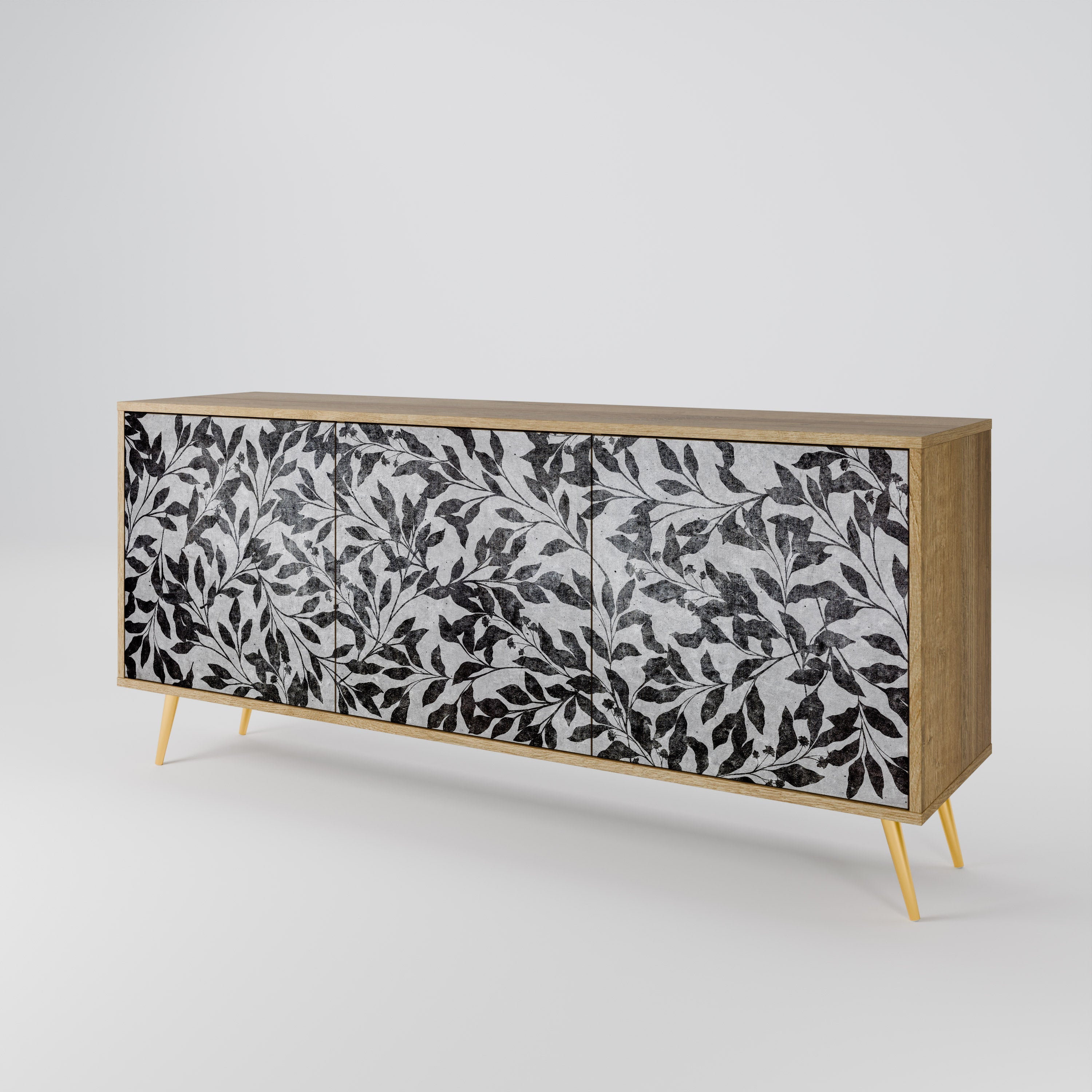 CHARCOAL SPROUT 3-türiges Sideboard in Eichenoptik