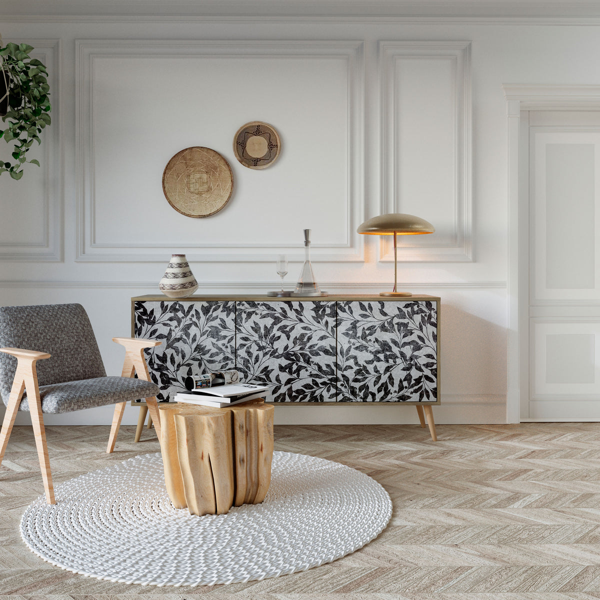 CHARCOAL SPROUT 3-türiges Sideboard