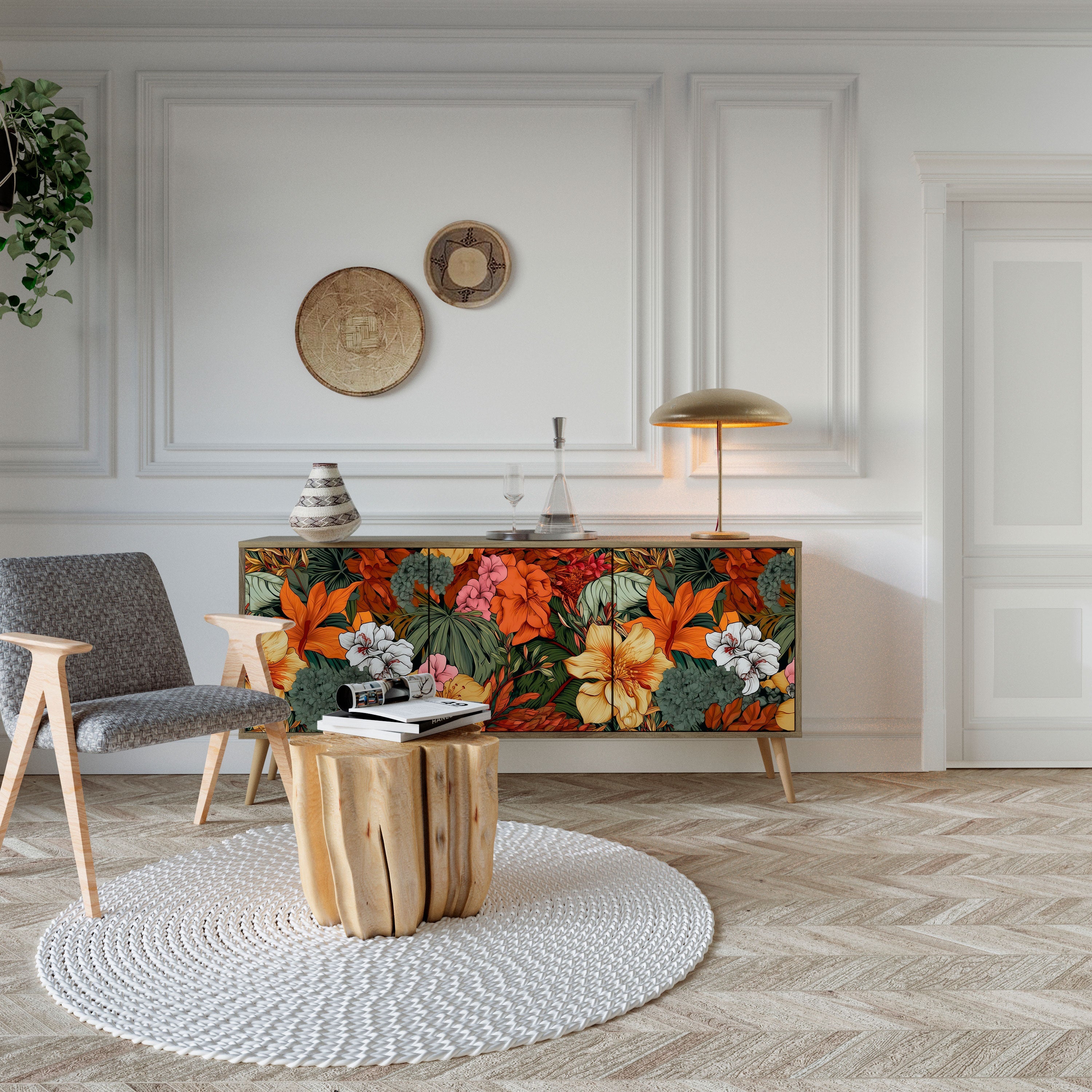 RADIANT FLORA 3-türiges Sideboard in Eichenoptik