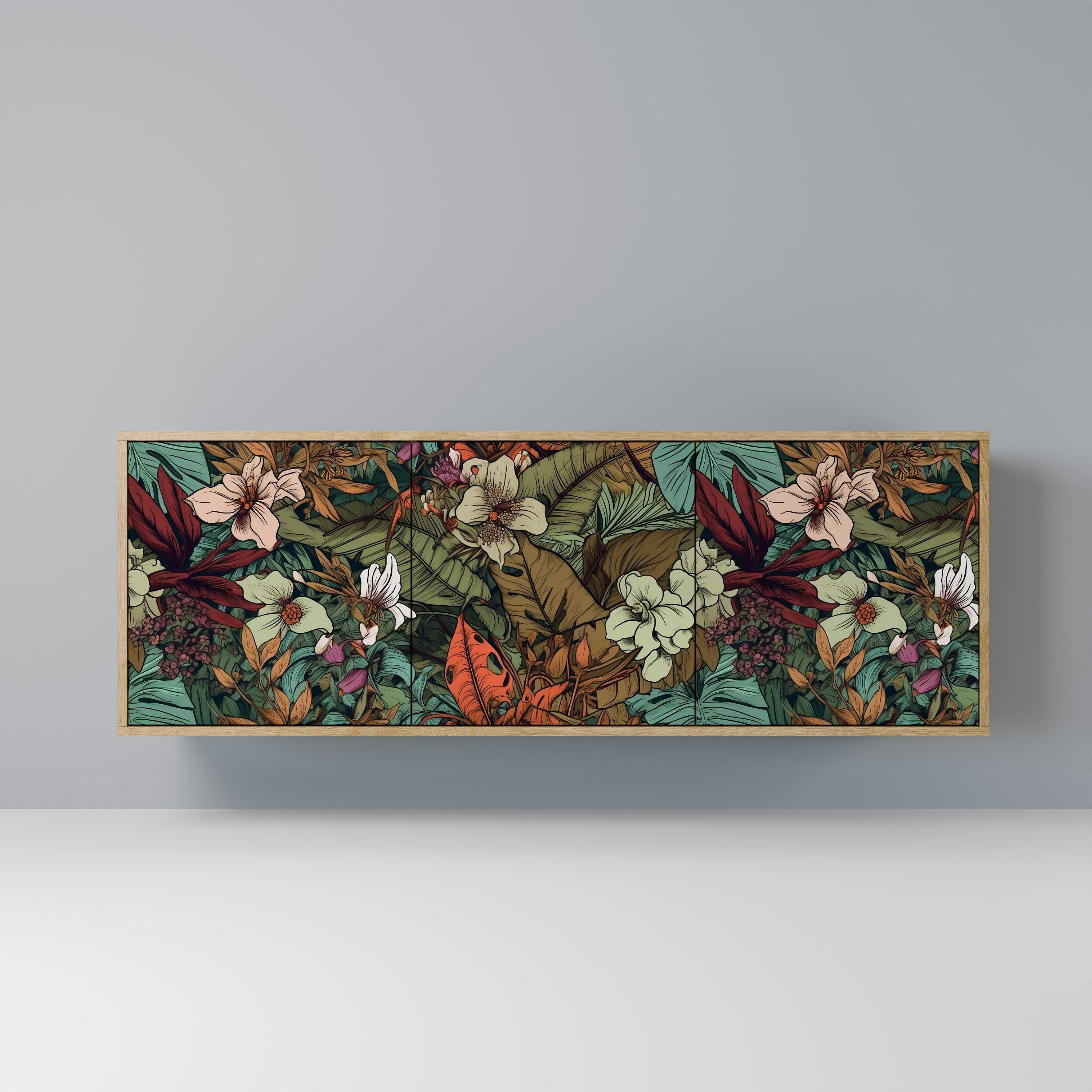 BOTANICAL EMERGENCE 3-türiges Sideboard in Eichenoptik