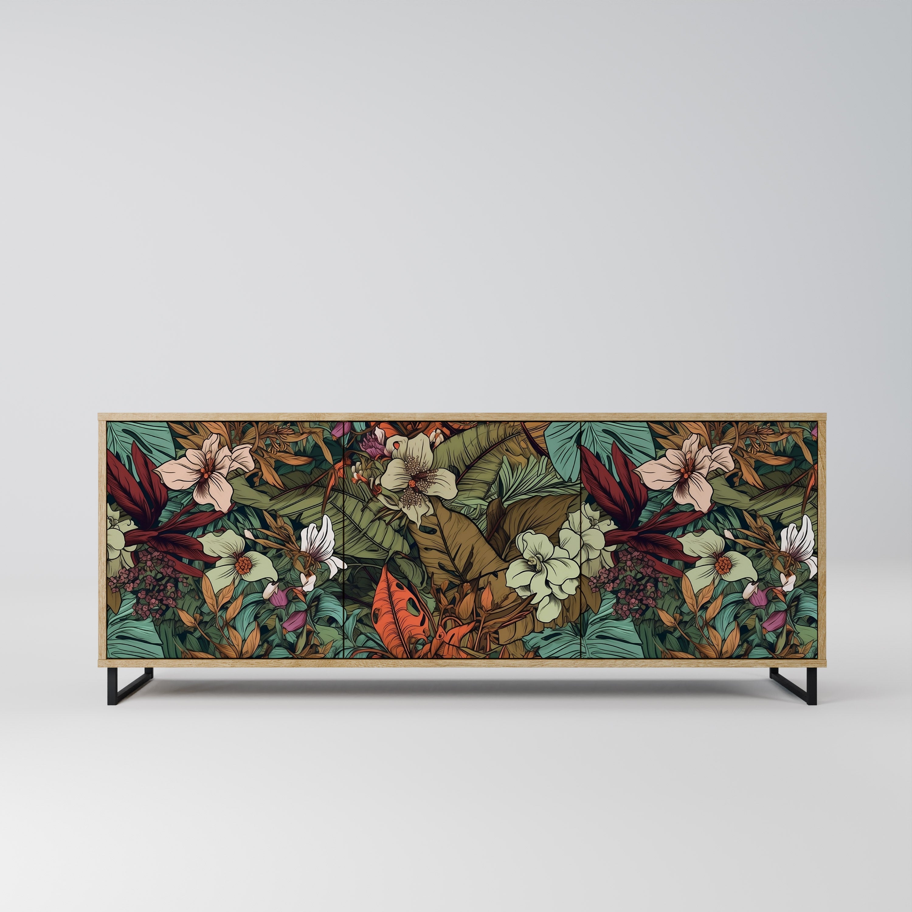 BOTANICAL EMERGENCE 3-türiges Sideboard in Eichenoptik