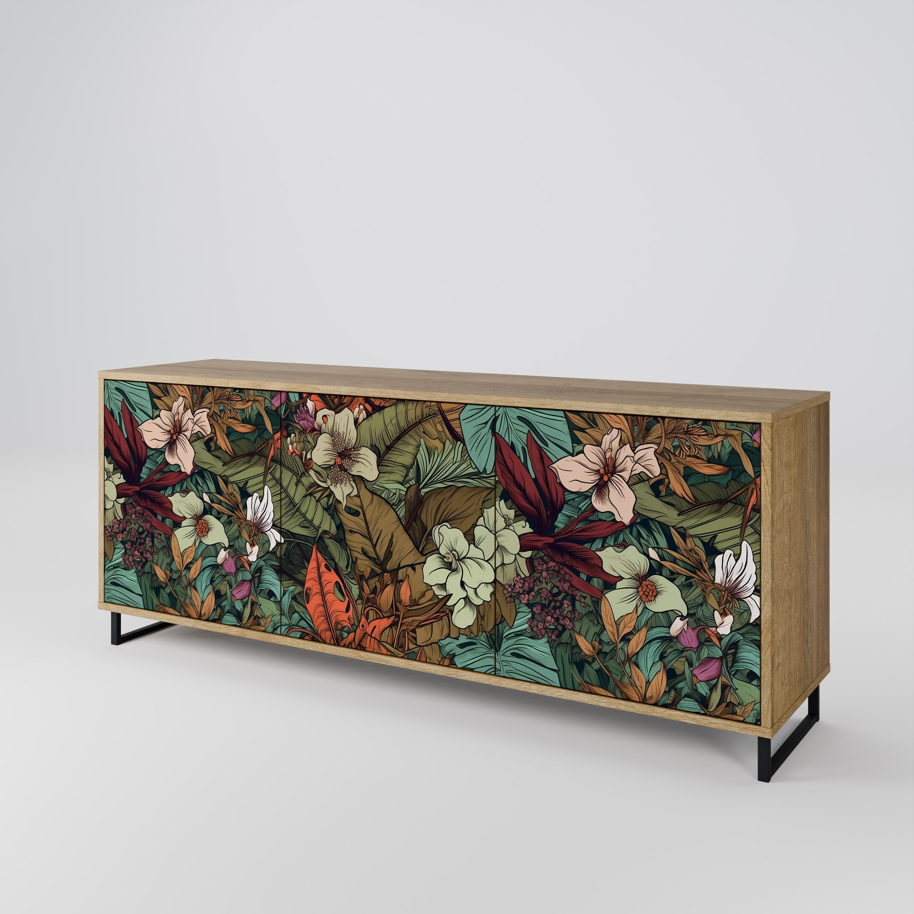 BOTANICAL EMERGENCE 3-türiges Sideboard in Eichenoptik