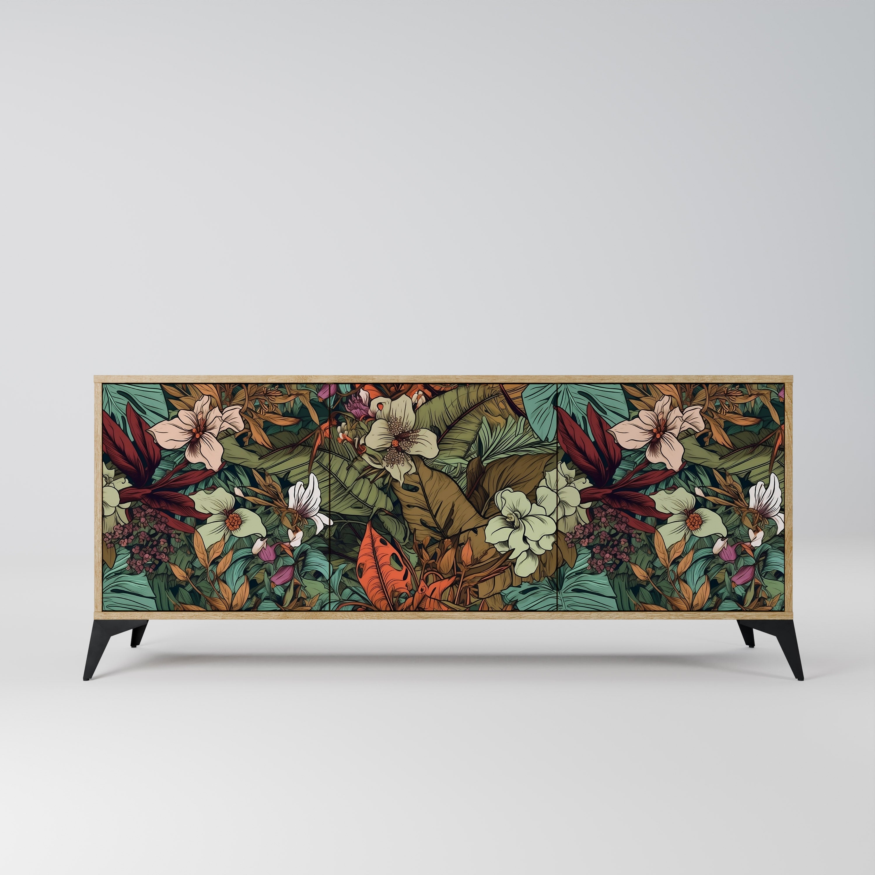 BOTANICAL EMERGENCE 3-türiges Sideboard in Eichenoptik