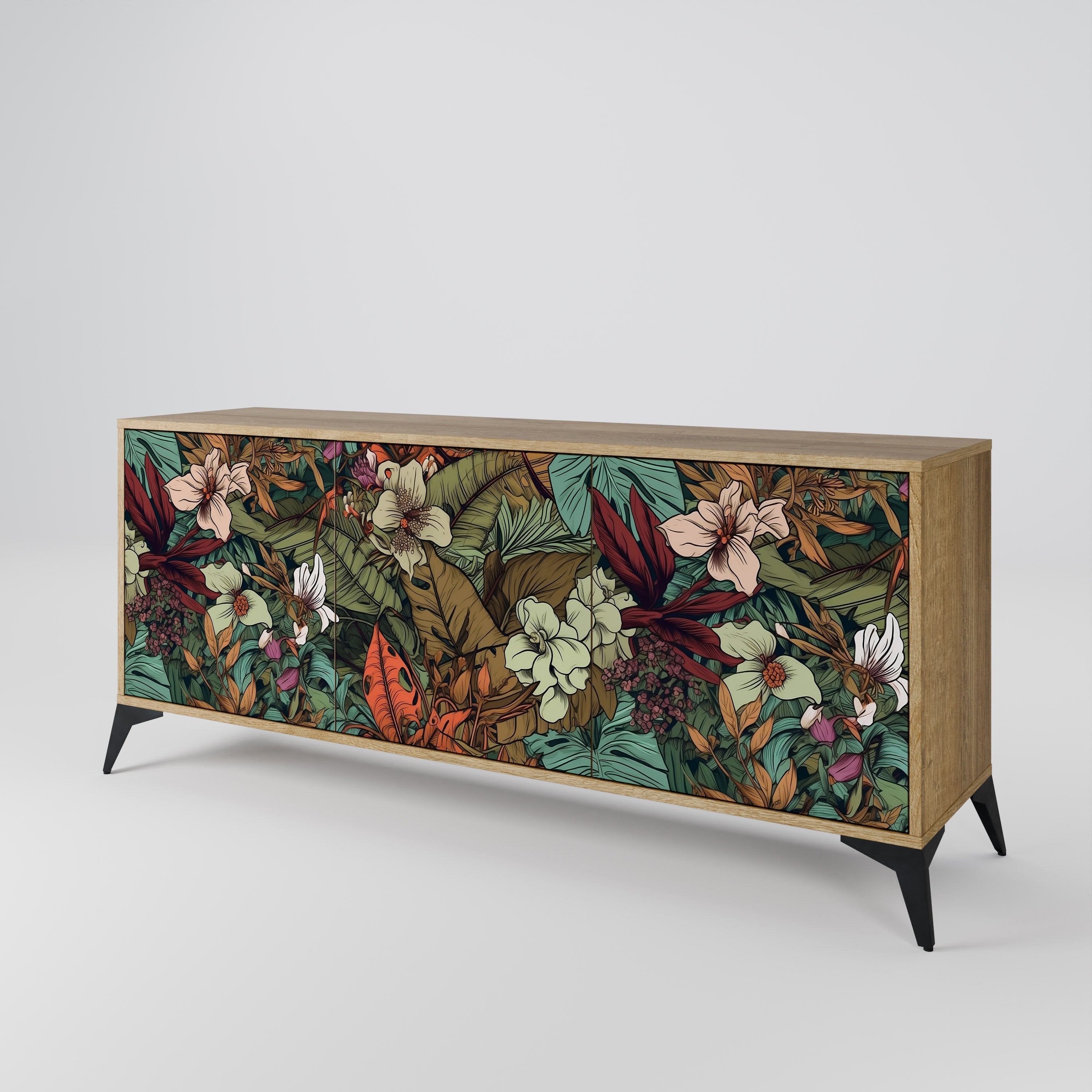 BOTANICAL EMERGENCE 3-türiges Sideboard in Eichenoptik