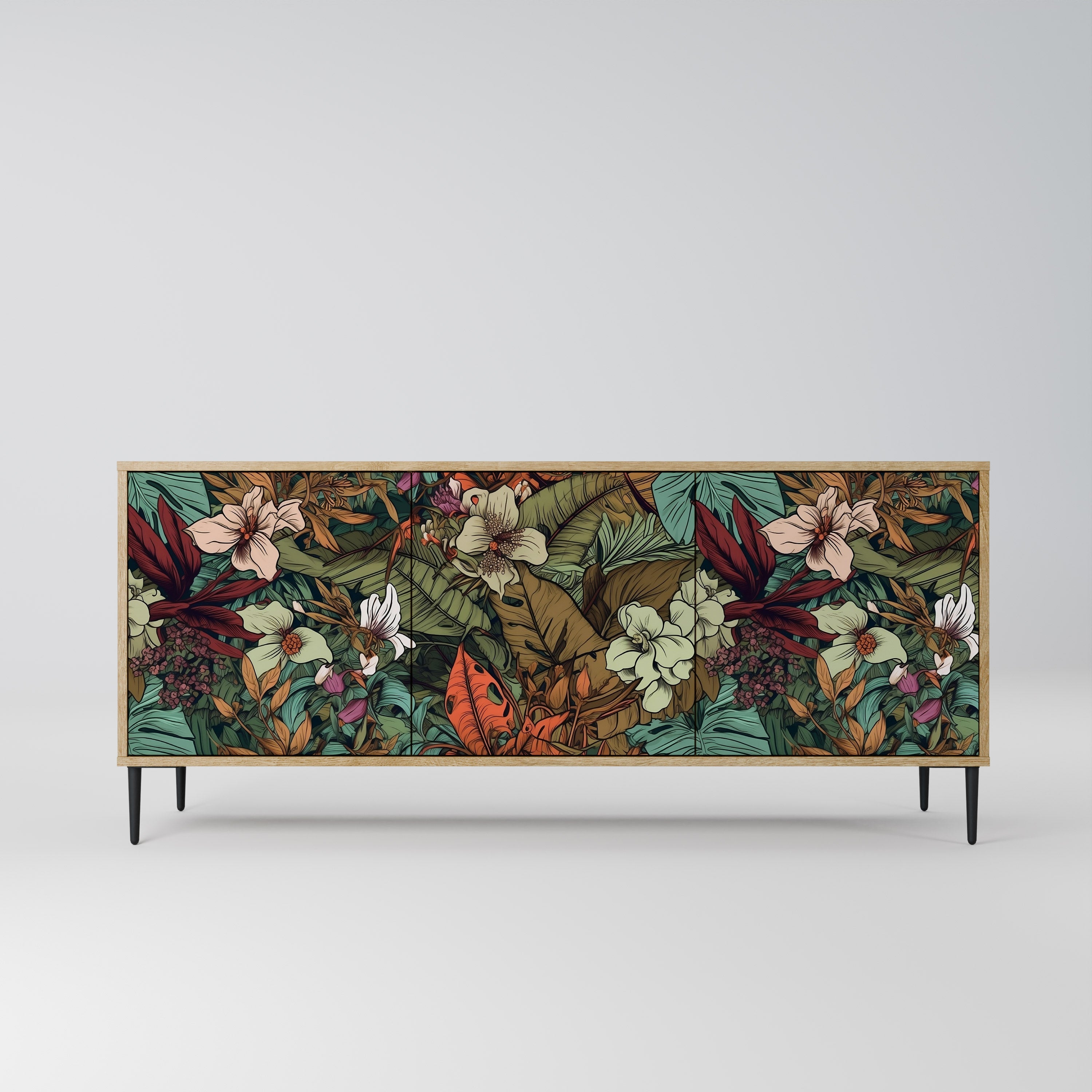 BOTANICAL EMERGENCE 3-türiges Sideboard in Eichenoptik