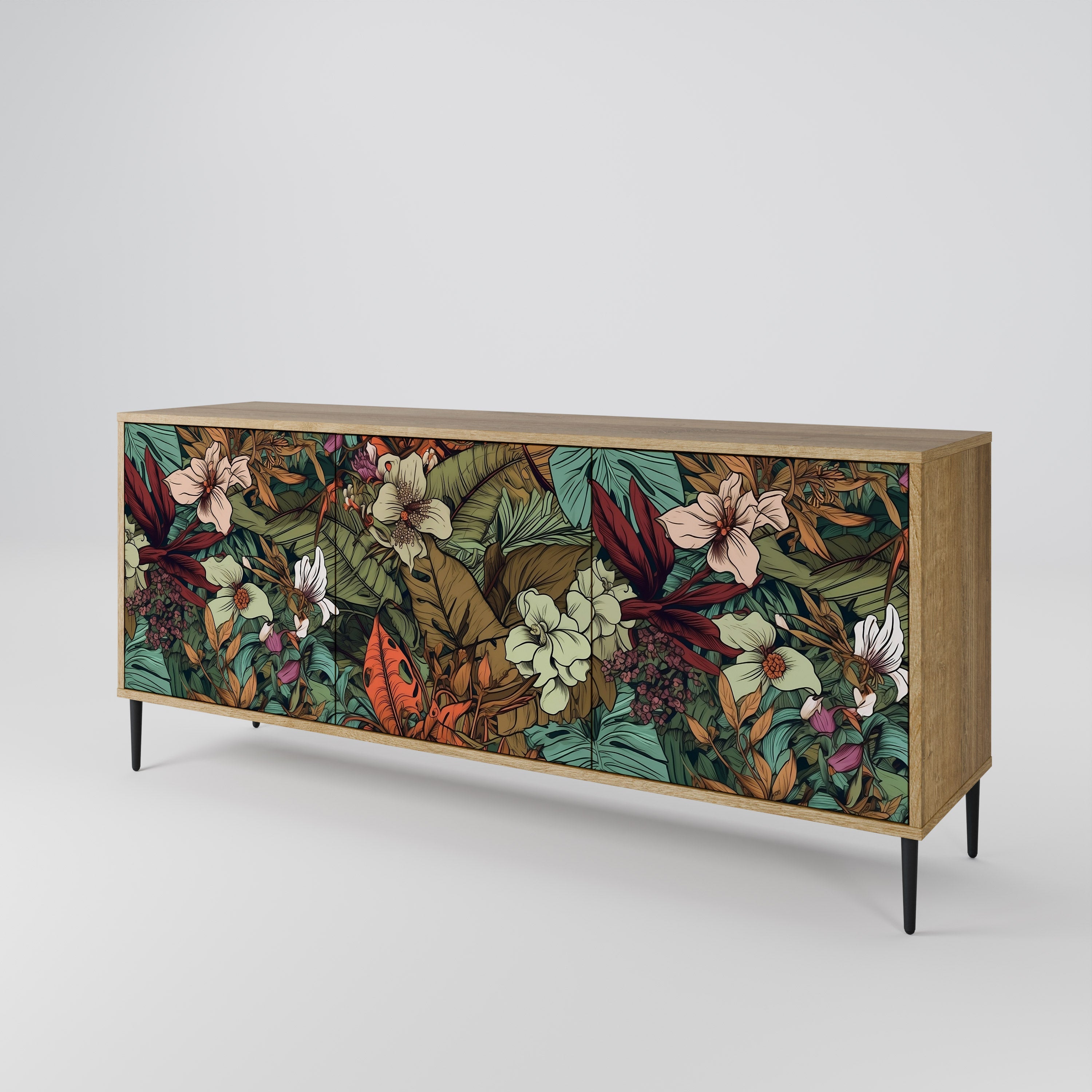 BOTANICAL EMERGENCE 3-türiges Sideboard in Eichenoptik