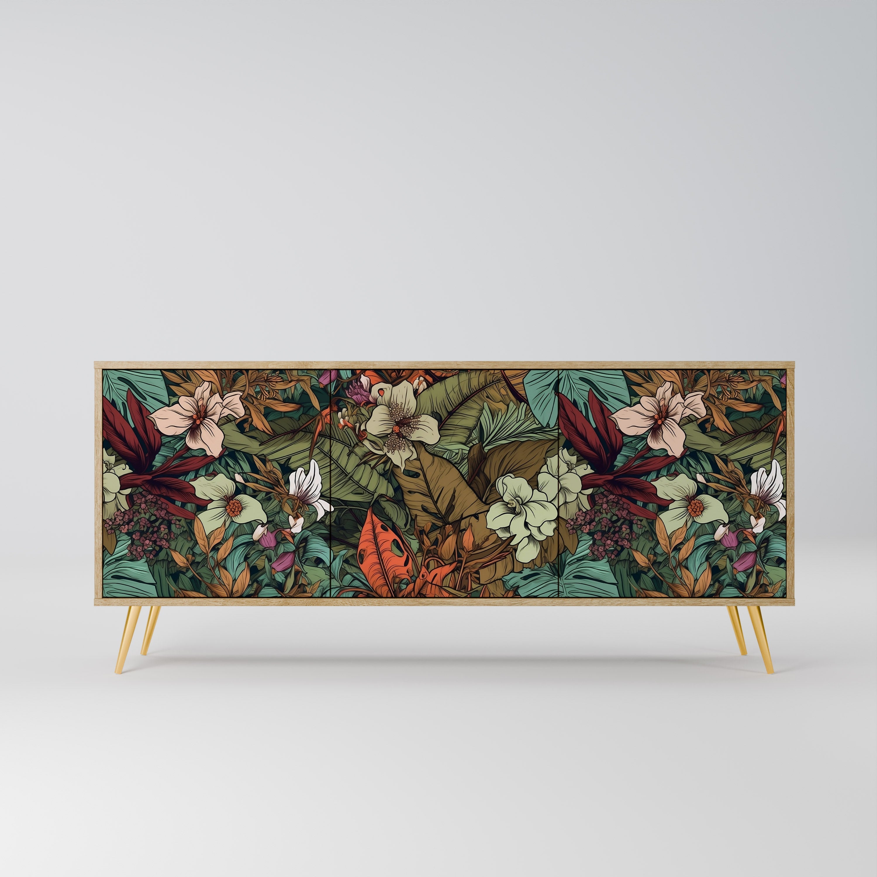 BOTANICAL EMERGENCE 3-türiges Sideboard in Eichenoptik