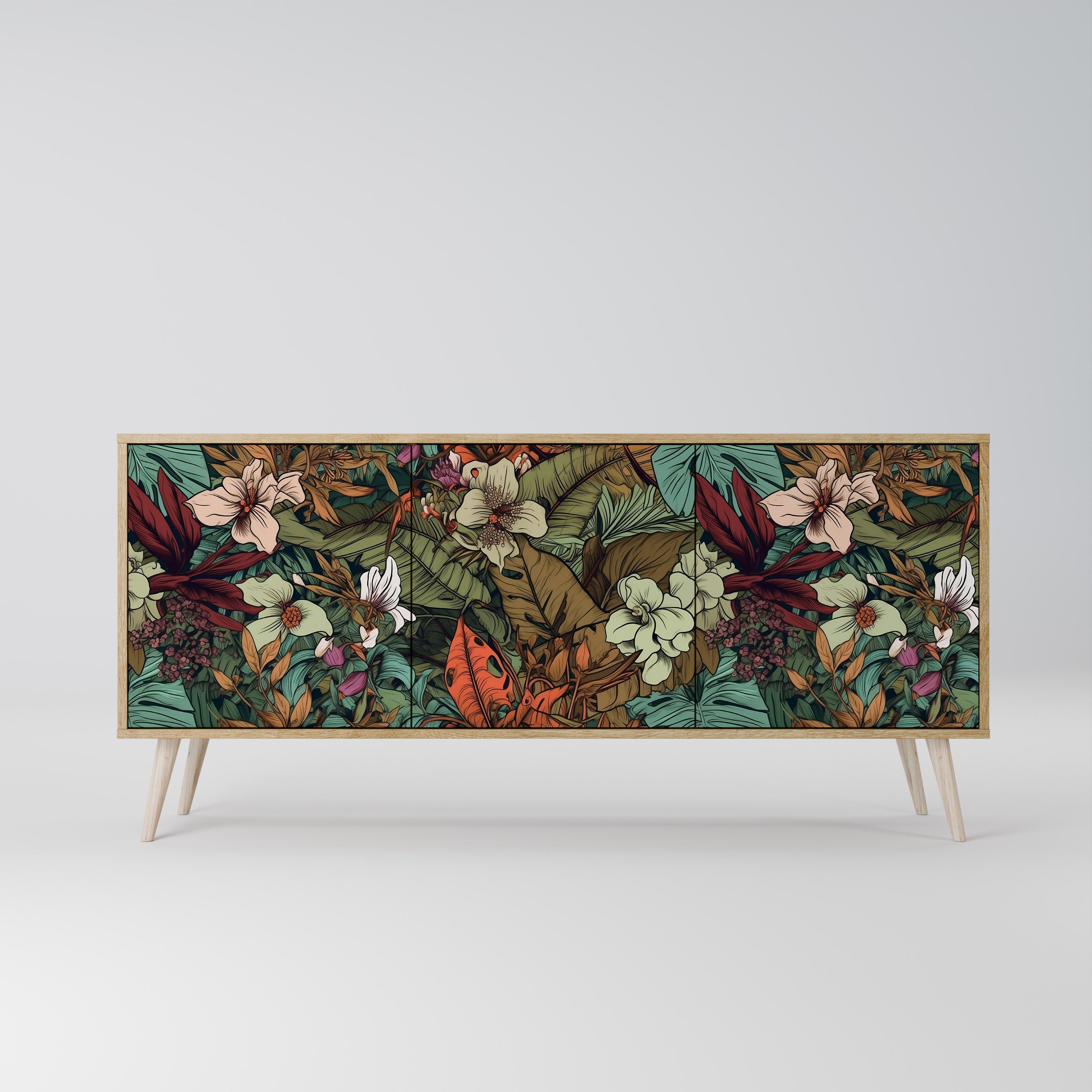 BOTANICAL EMERGENCE 3-türiges Sideboard in Eichenoptik