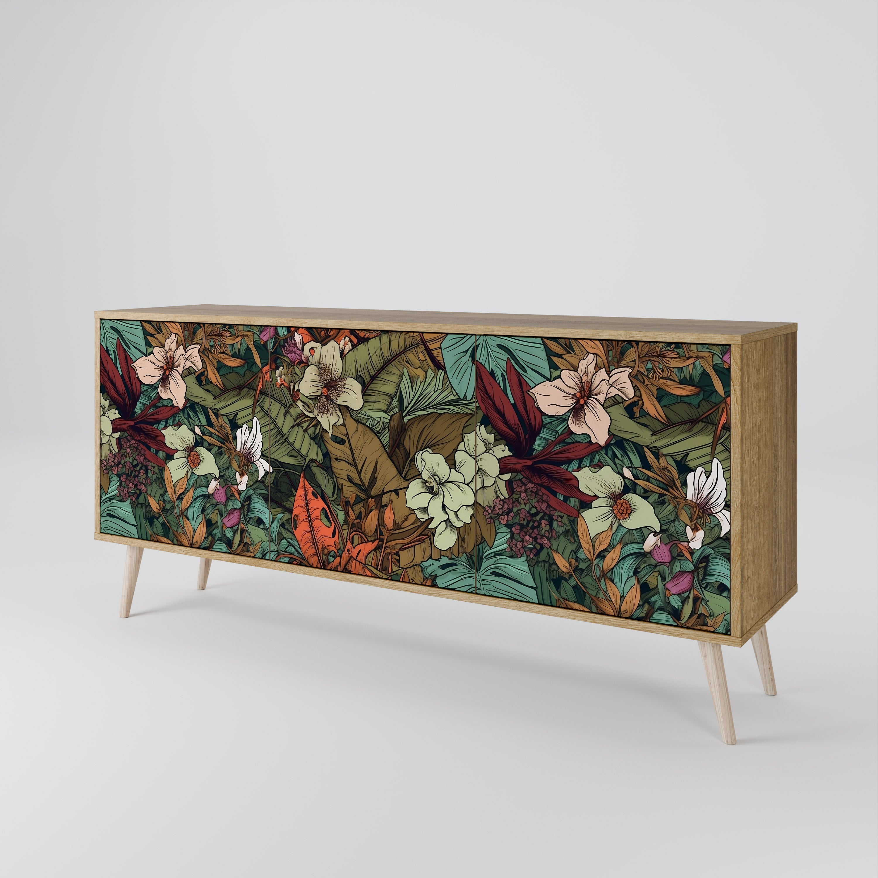 BOTANICAL EMERGENCE 3-türiges Sideboard in Eichenoptik