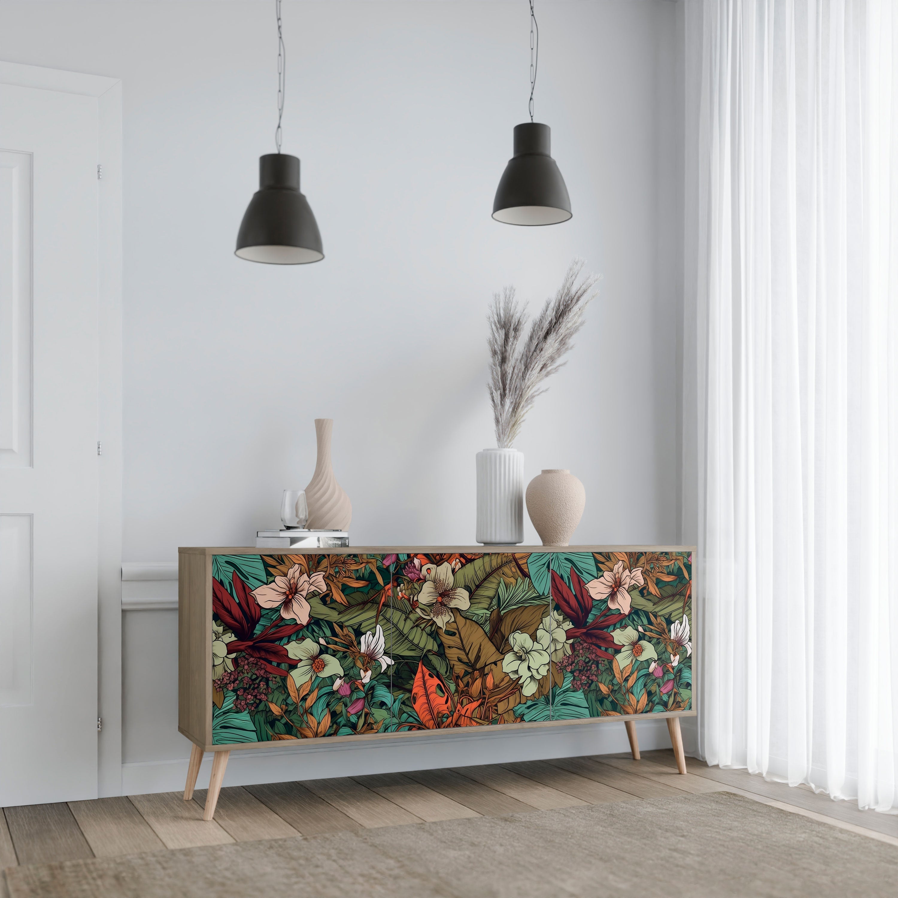 BOTANICAL EMERGENCE 3-türiges Sideboard in Eichenoptik