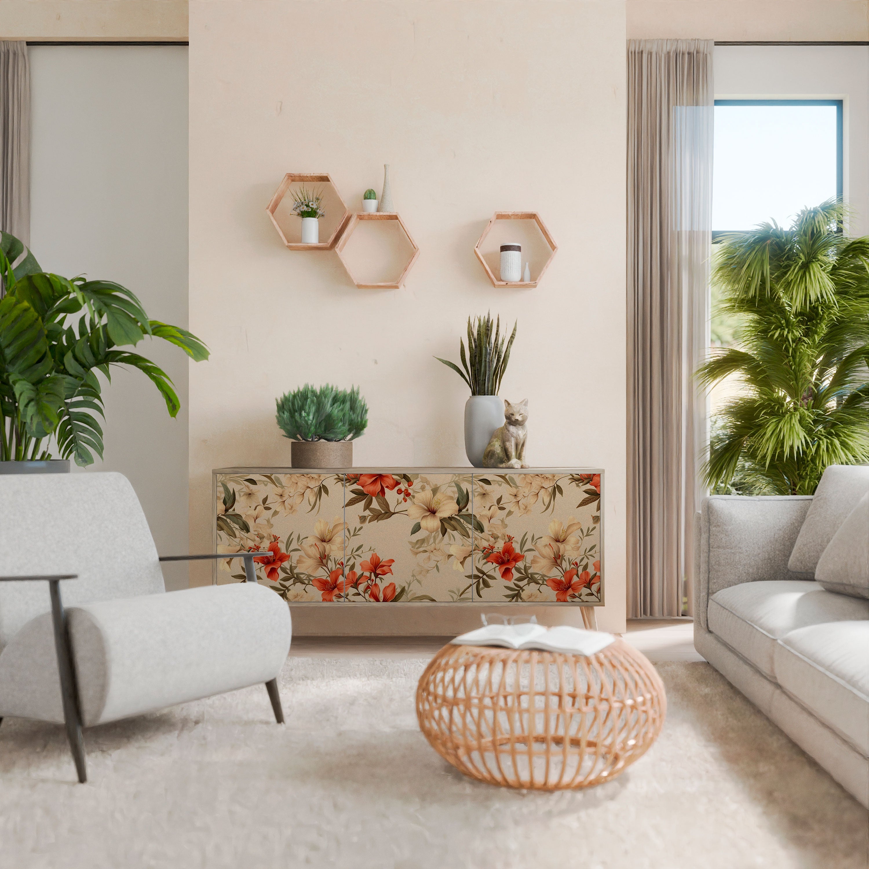 BLOOMING HARMONY 3-türiges Sideboard in Eichenoptik