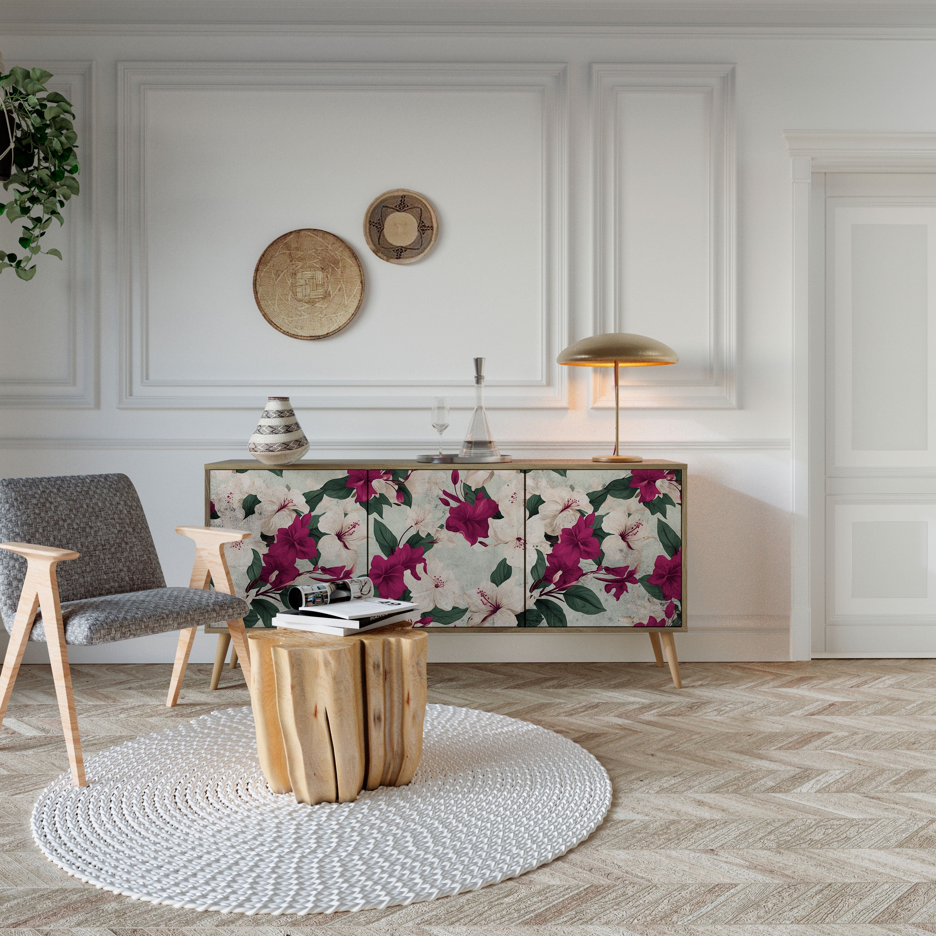 FLOWERET DREAM 3-türiges Sideboard in Eichenoptik