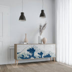 THE GREAT WAVE AT KANAGAWA Sideboard mit 3 Türen in Eiche-Optik