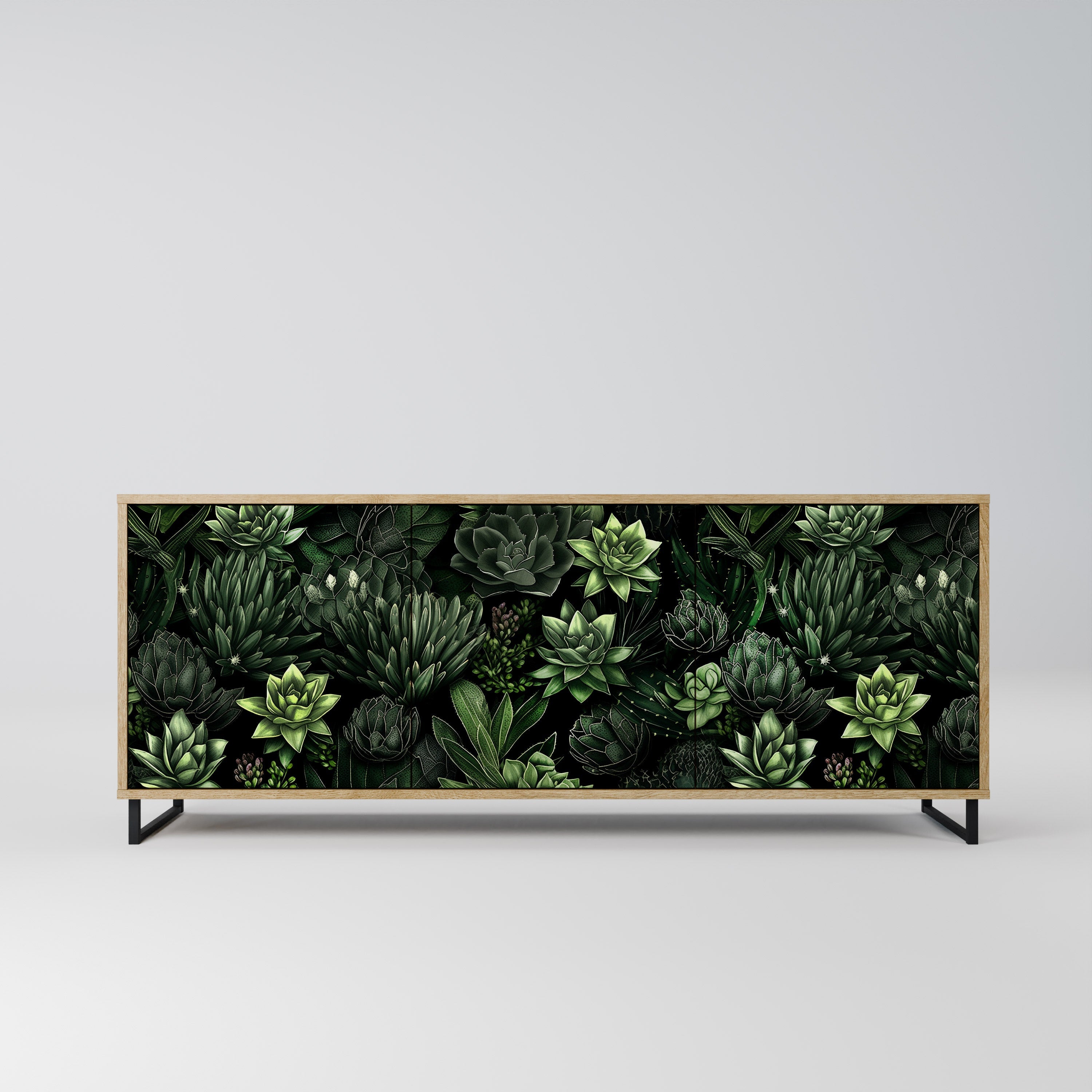 SUCCULENT JUNGLE 3-türiges Sideboard in Eichenoptik