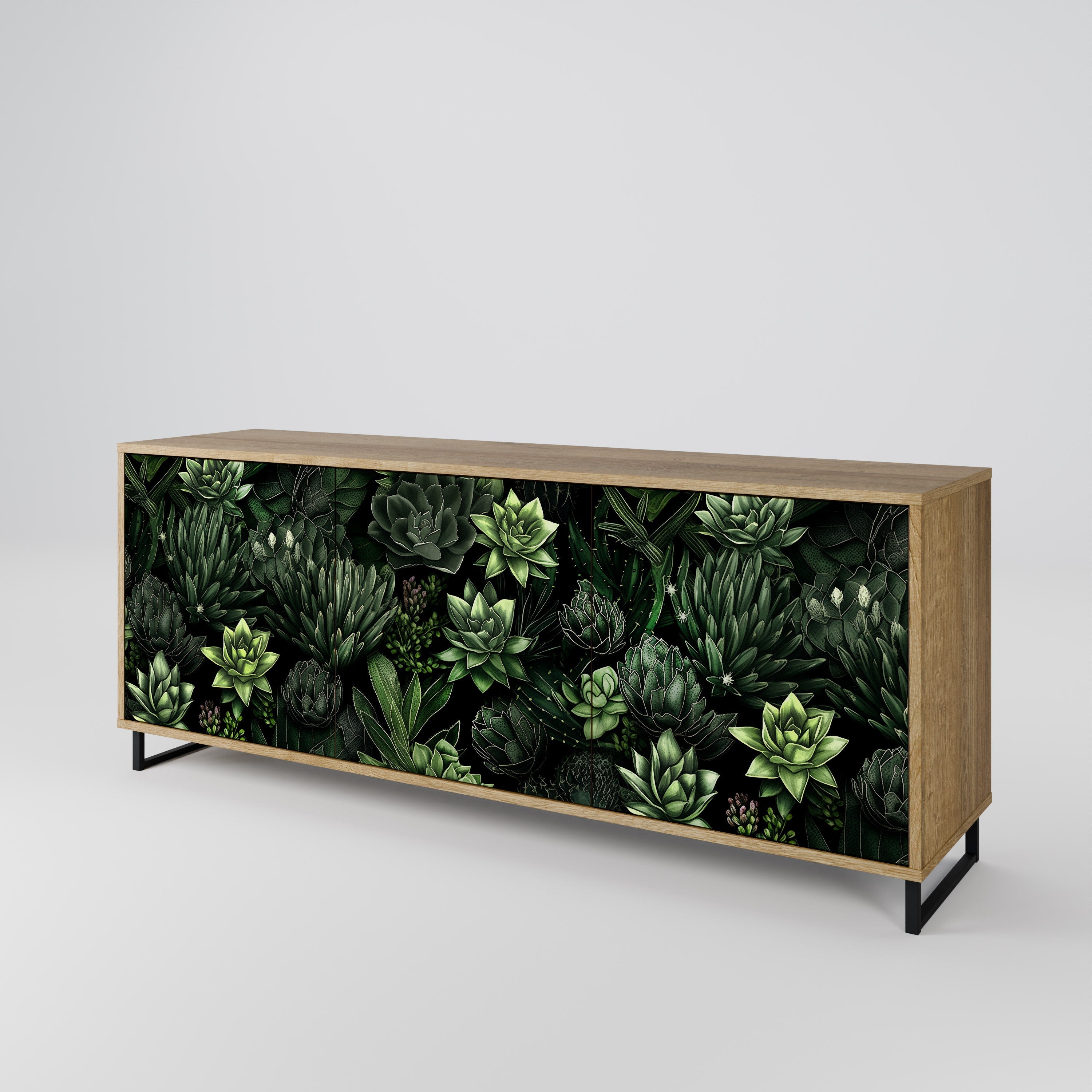 SUCCULENT JUNGLE 3-türiges Sideboard in Eichenoptik