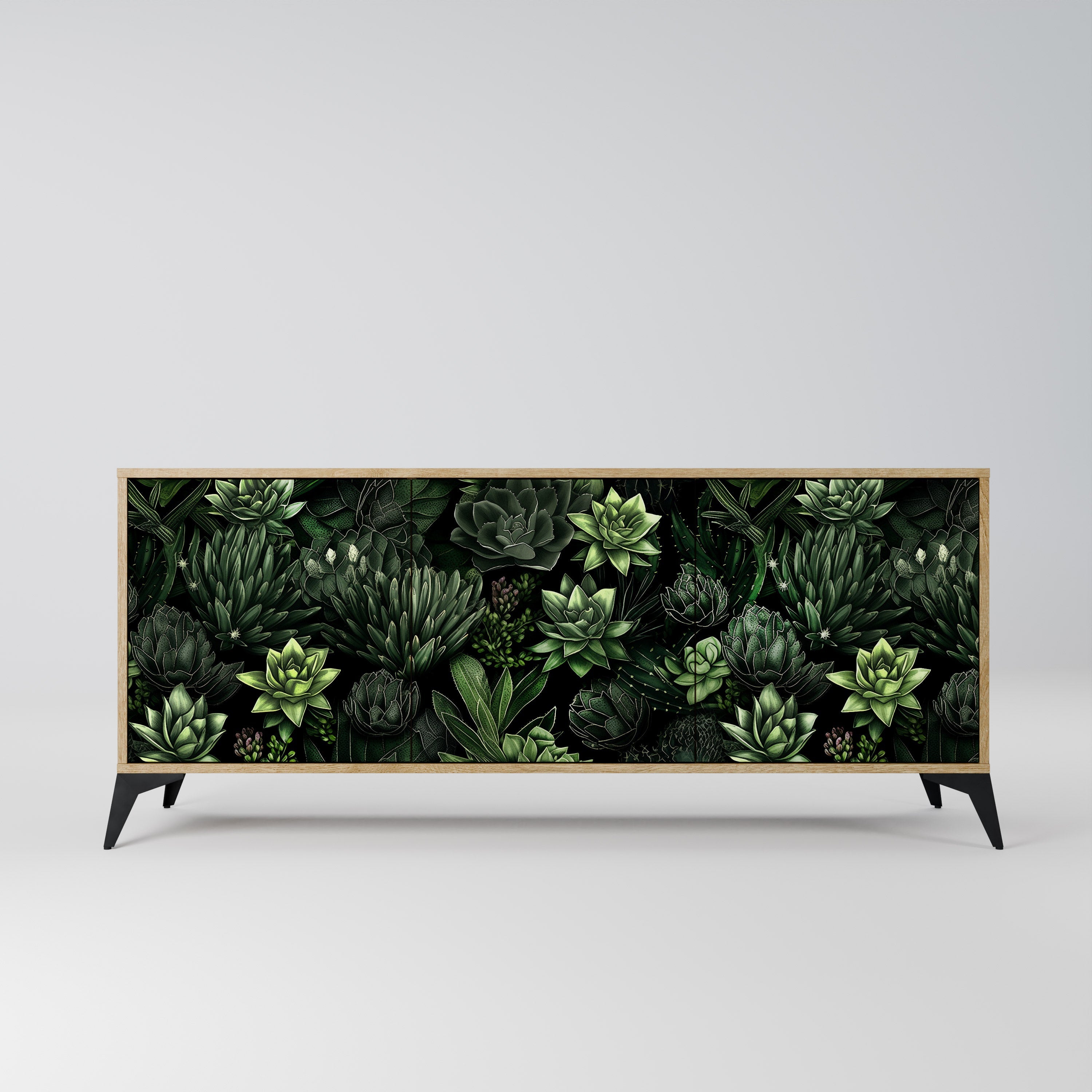 SUCCULENT JUNGLE 3-türiges Sideboard in Eichenoptik