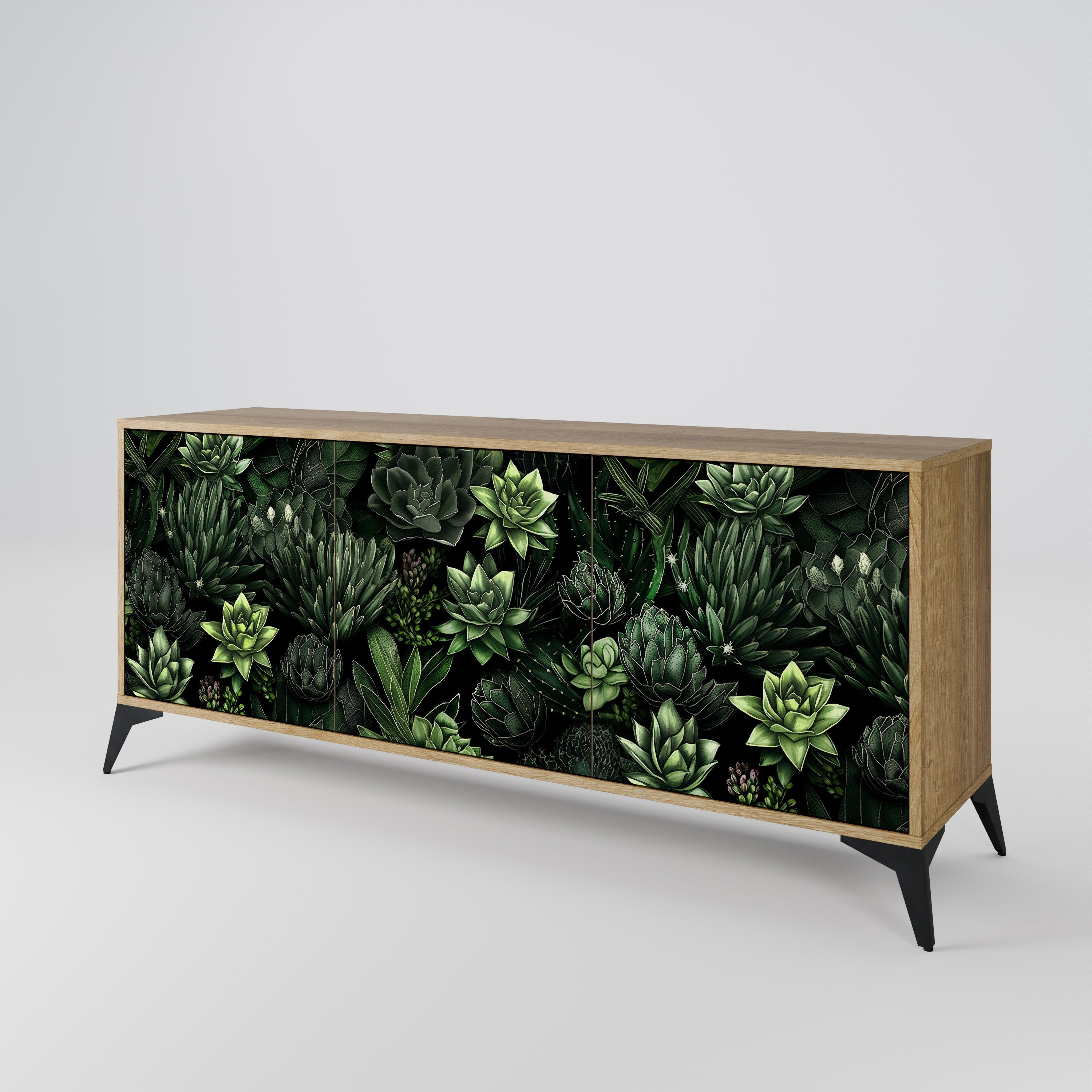 SUCCULENT JUNGLE 3-türiges Sideboard in Eichenoptik