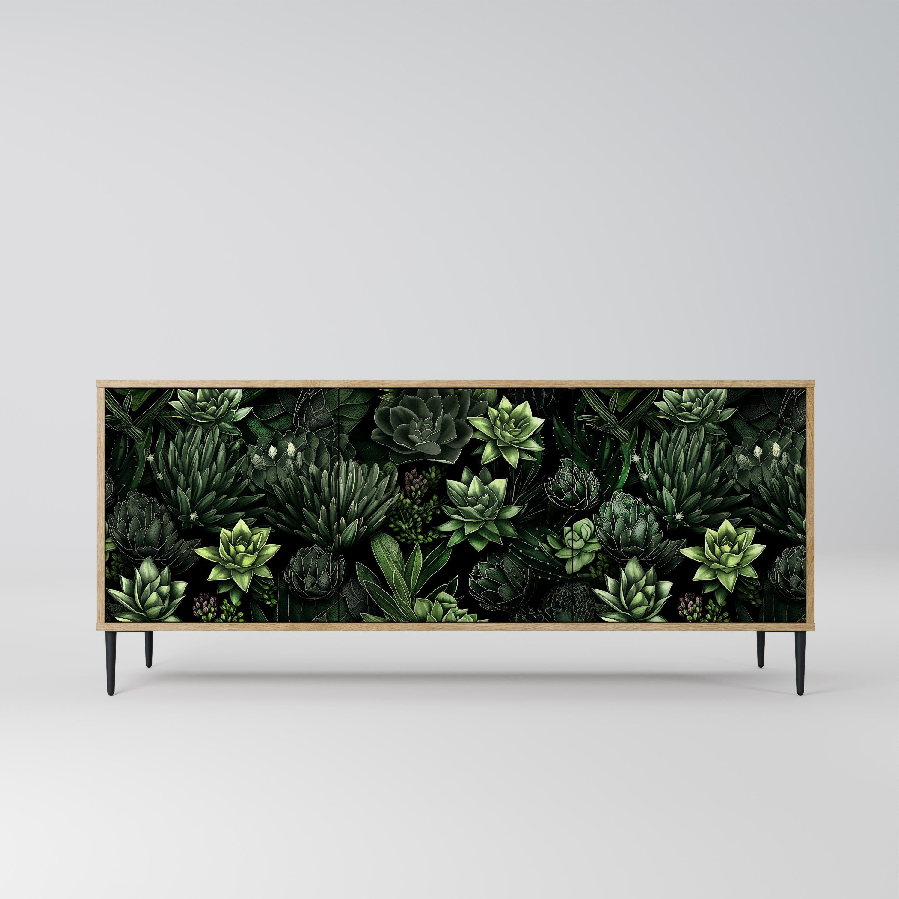 SUCCULENT JUNGLE 3-türiges Sideboard in Eichenoptik
