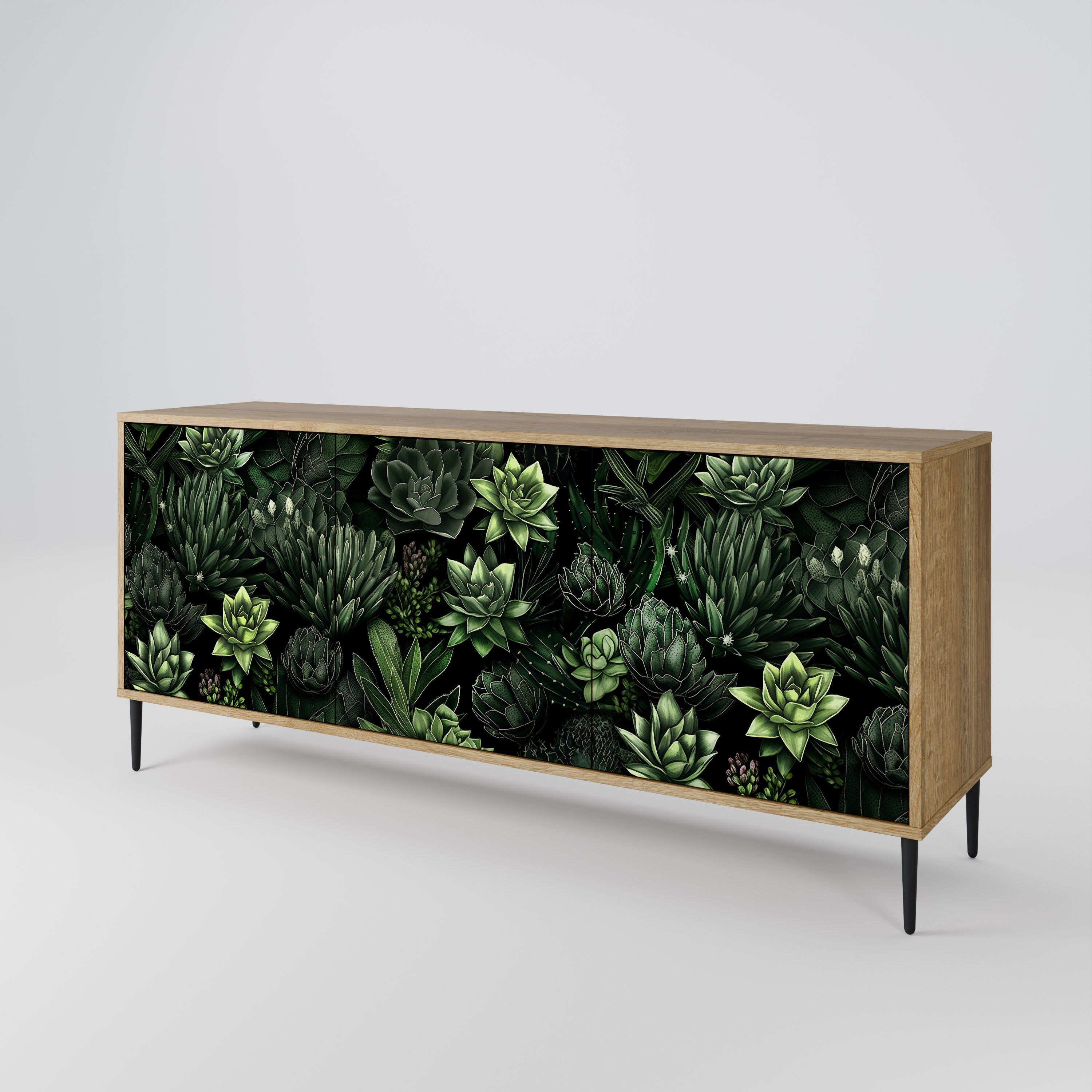 SUCCULENT JUNGLE 3-türiges Sideboard in Eichenoptik