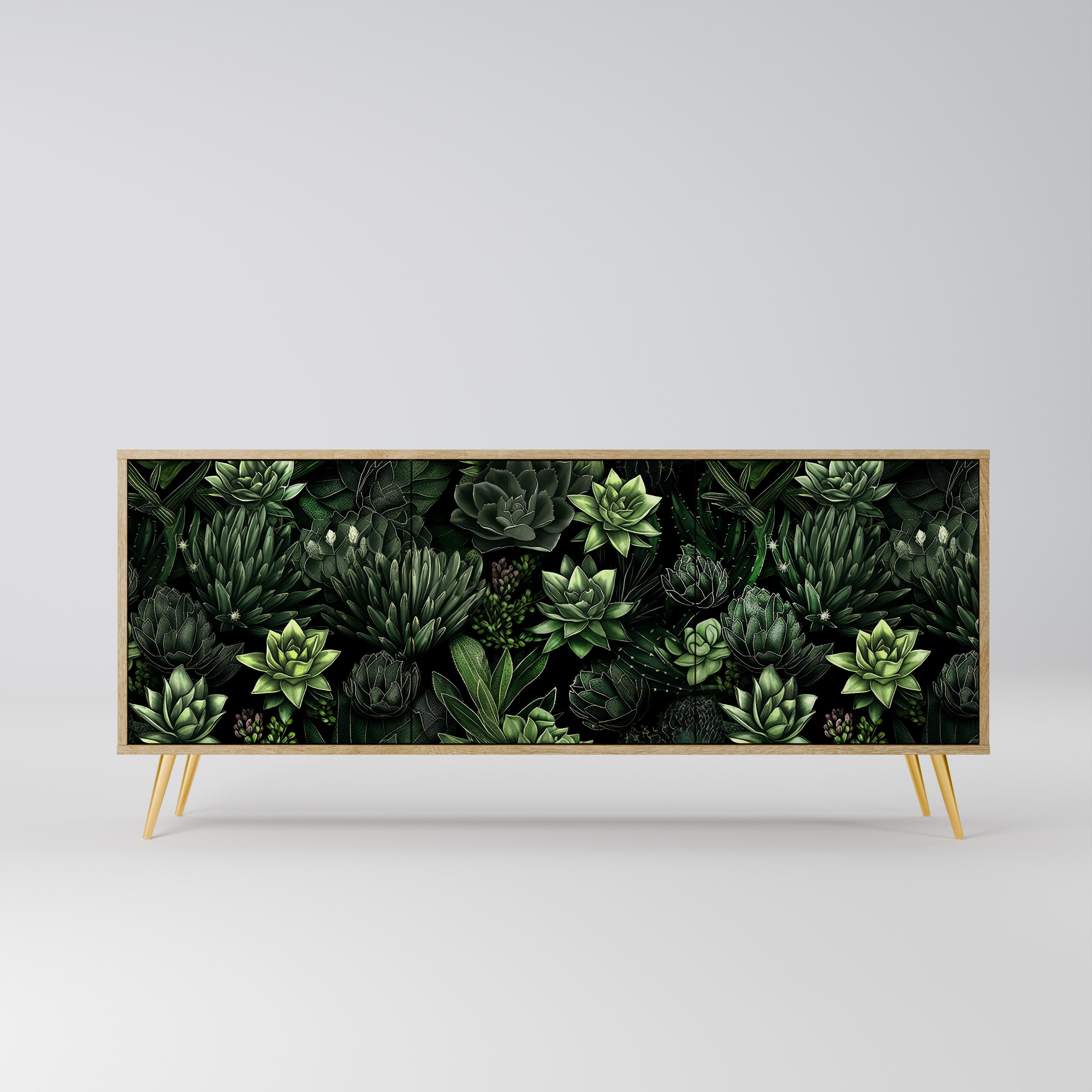 SUCCULENT JUNGLE 3-türiges Sideboard in Eichenoptik