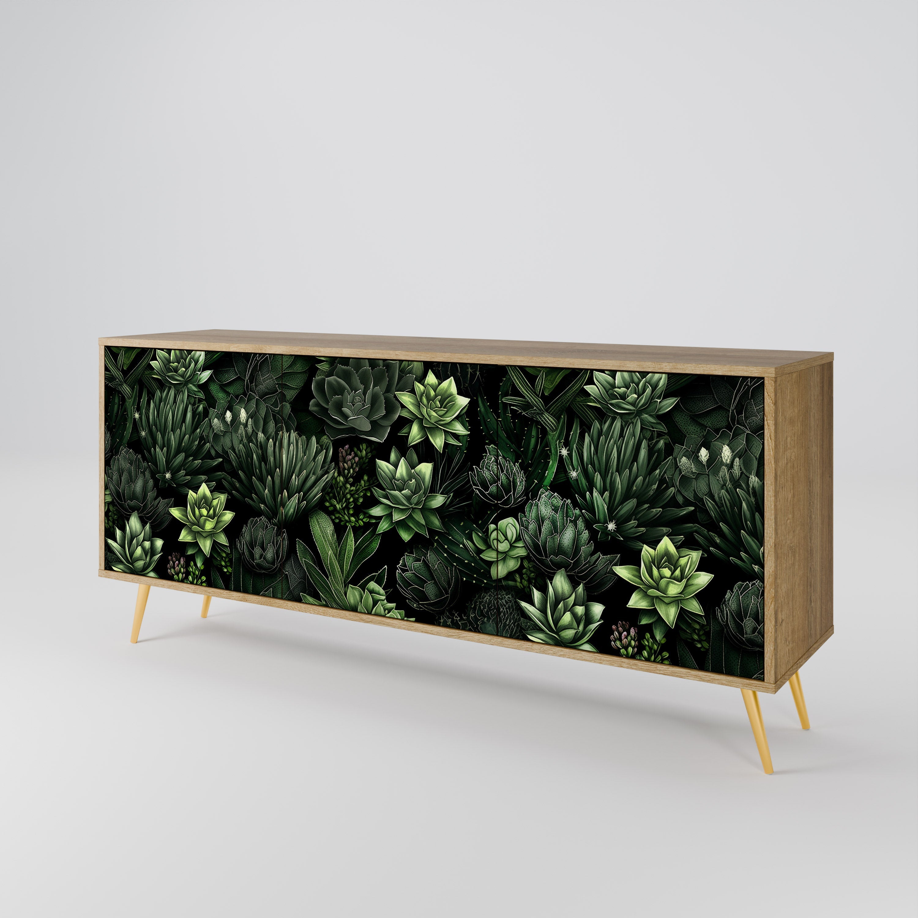 SUCCULENT JUNGLE 3-türiges Sideboard in Eichenoptik