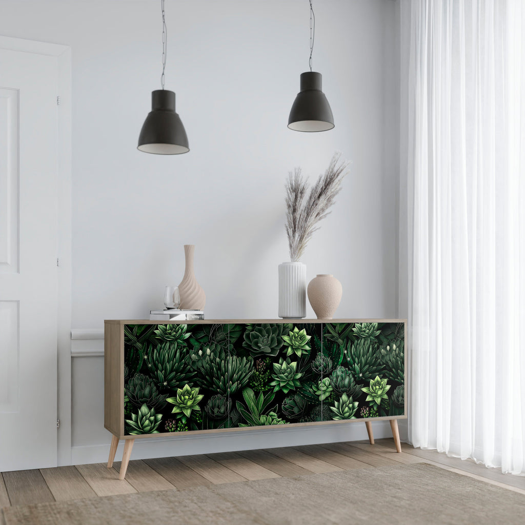 SUCCULENT JUNGLE 3-türiges Sideboard in Eichenoptik