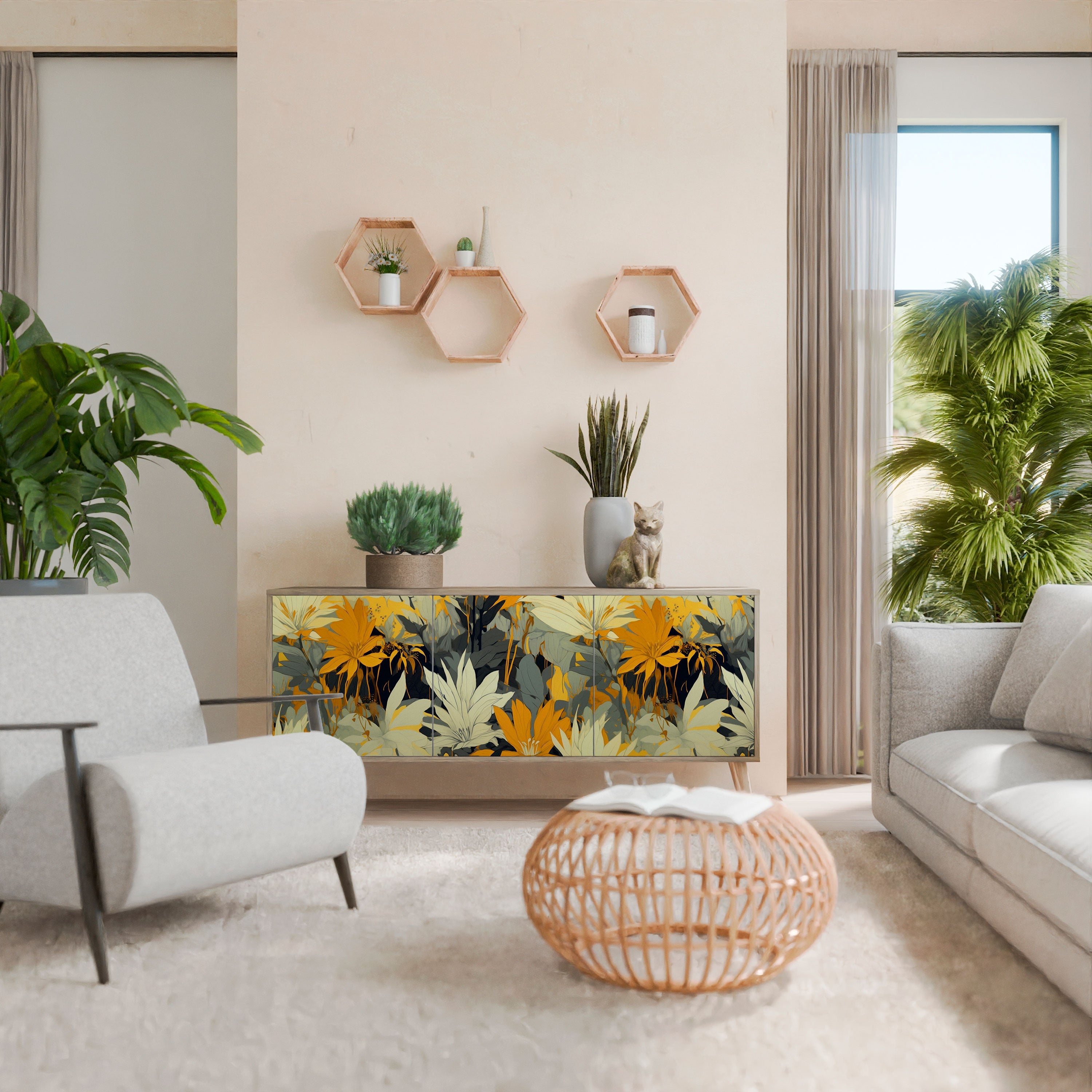 SUNKISSED LILY 3-türiges Sideboard in Eichenoptik