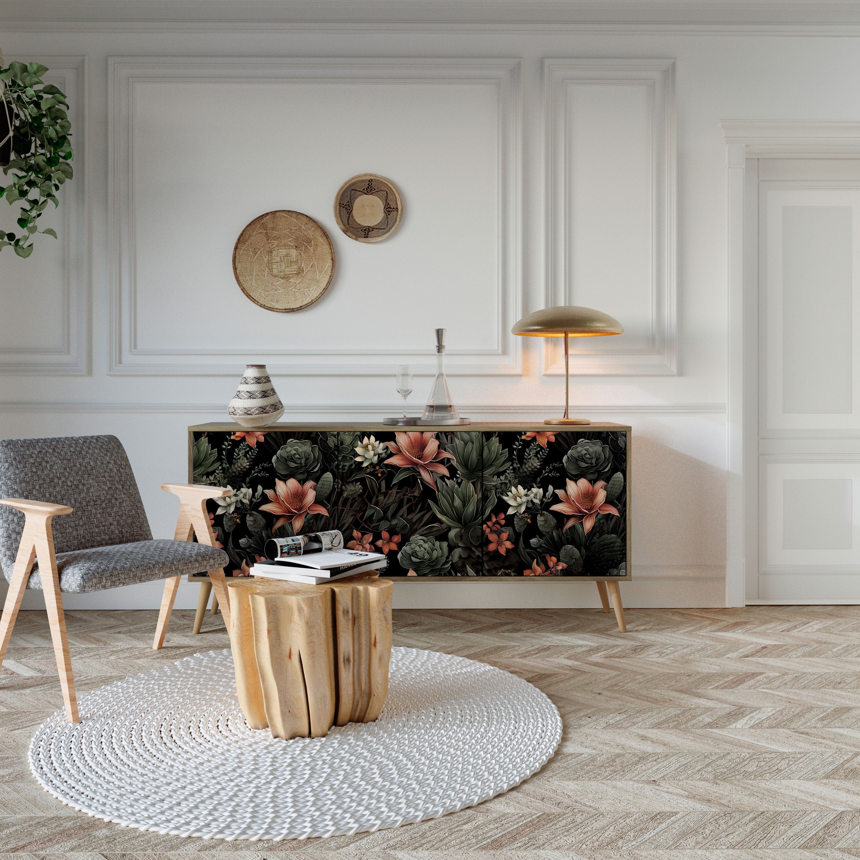 SECRET VERDURE 3-türiges Sideboard in Eichenoptik