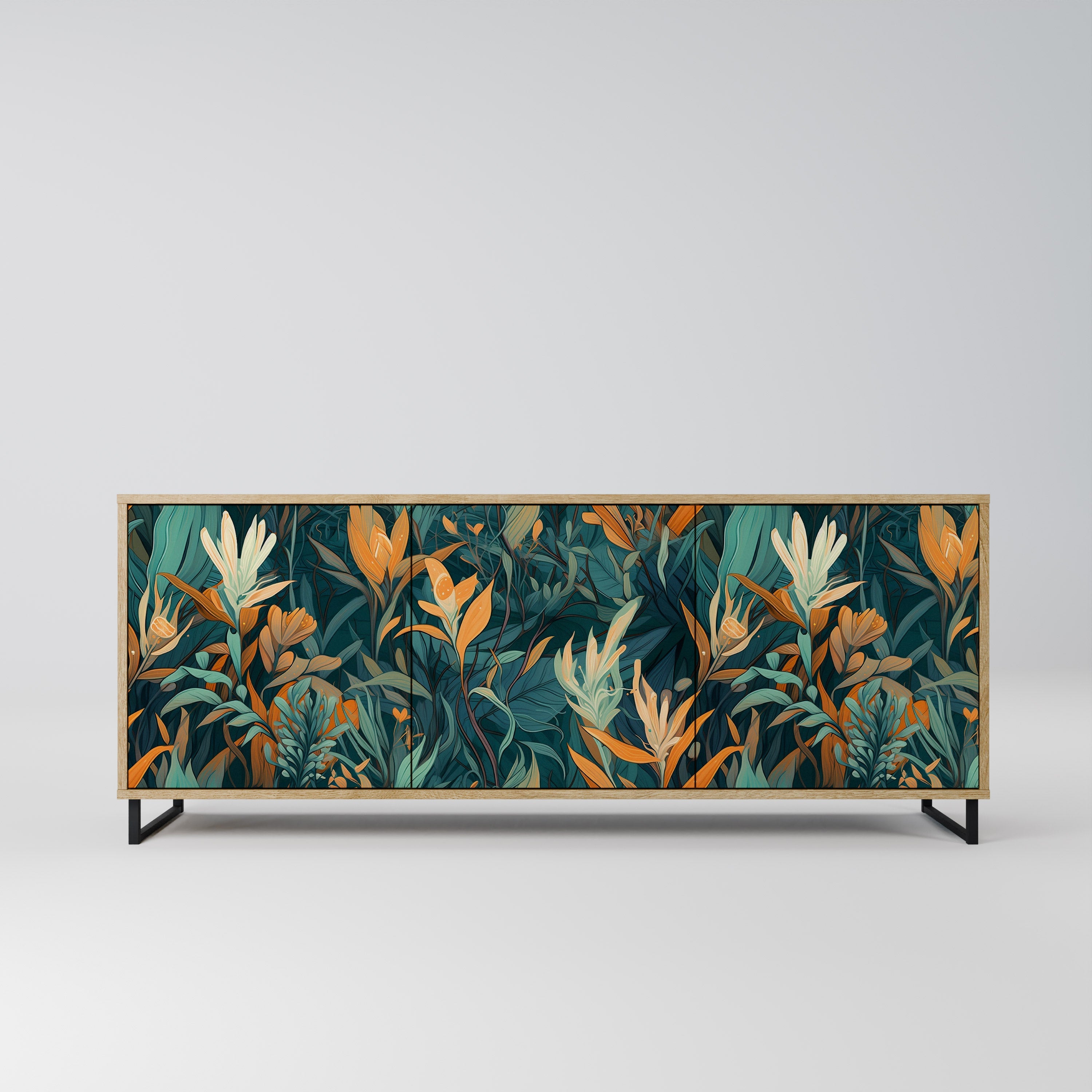 FLORAL SERENITY 3-türiges Sideboard in Eichenoptik