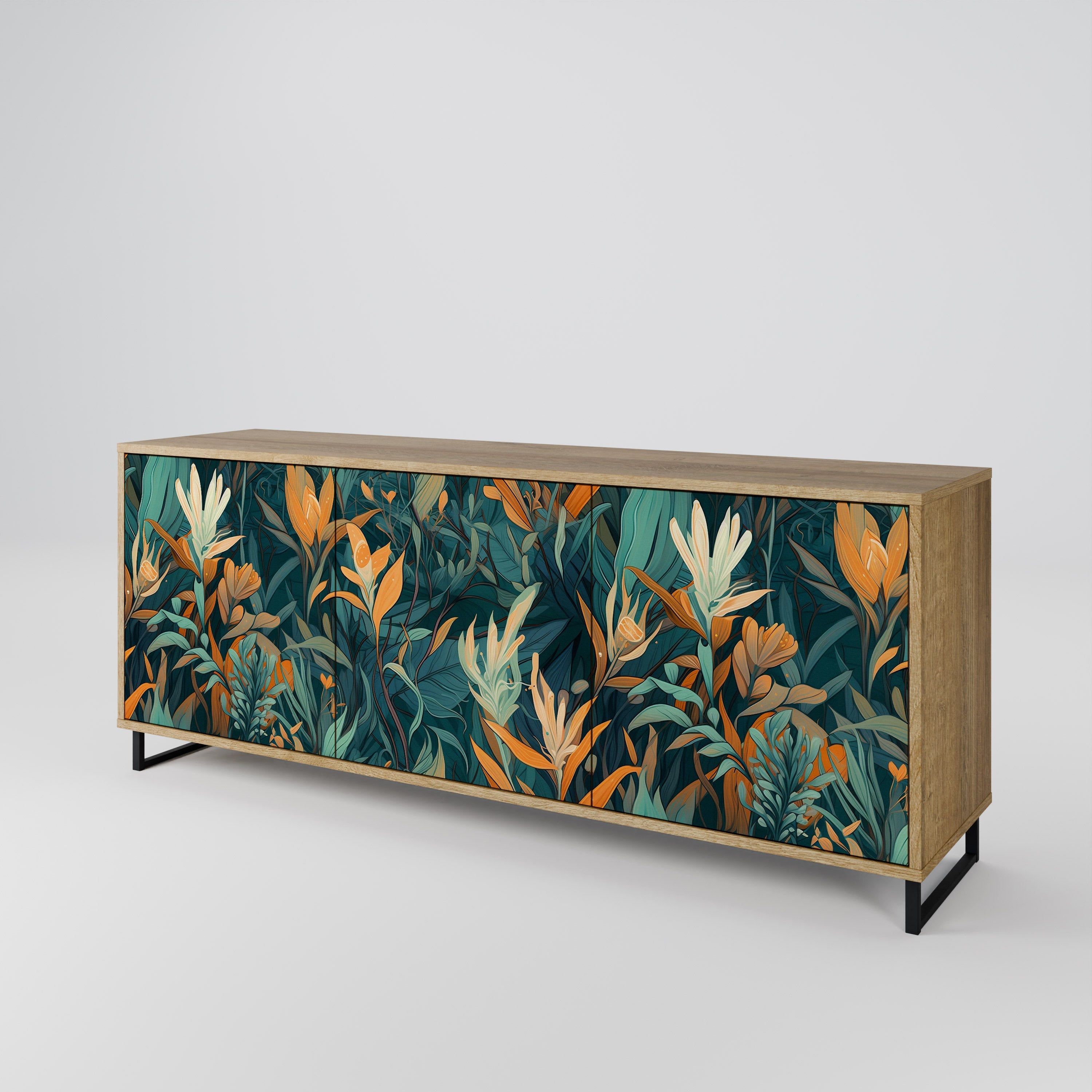 FLORAL SERENITY 3-türiges Sideboard in Eichenoptik