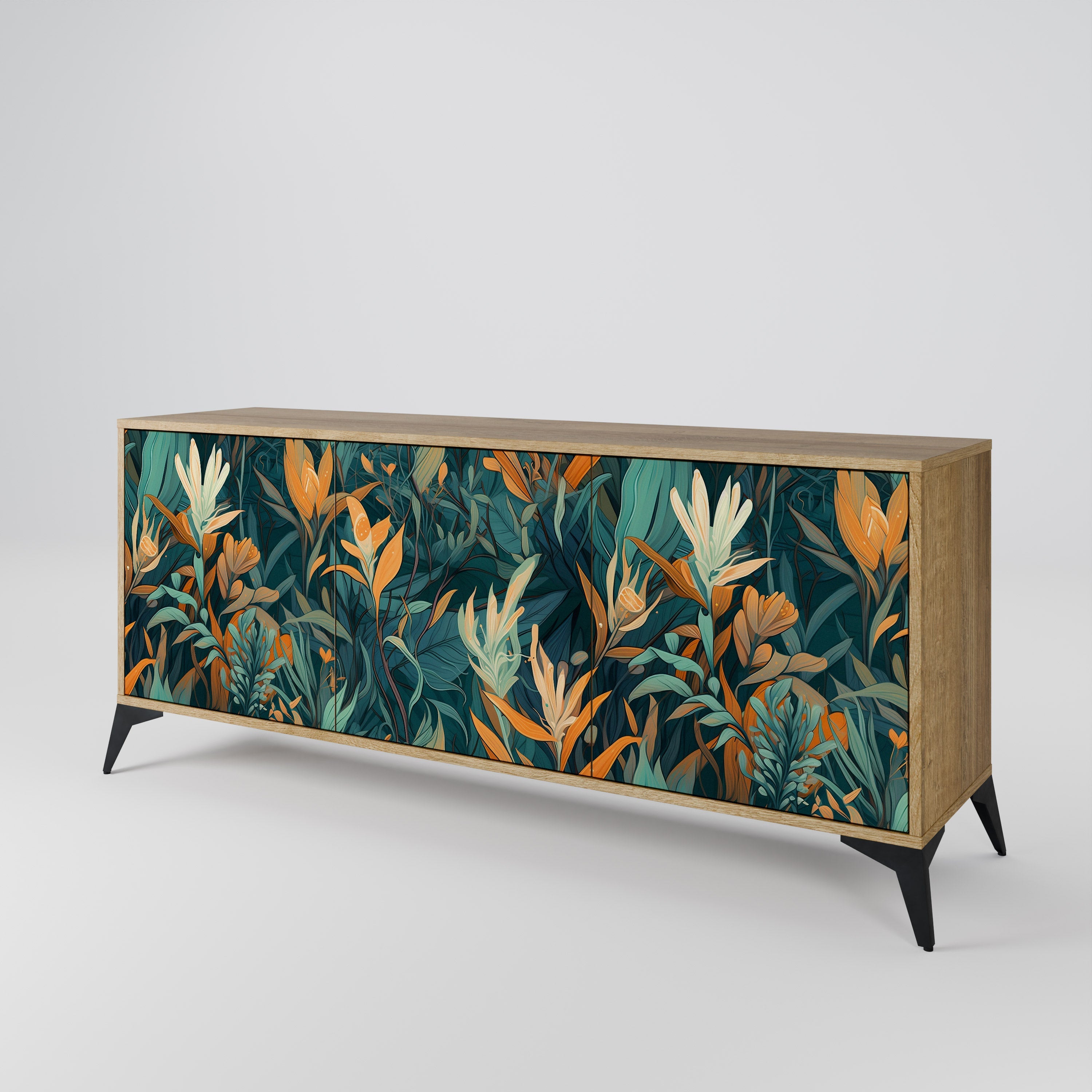 FLORAL SERENITY 3-türiges Sideboard in Eichenoptik