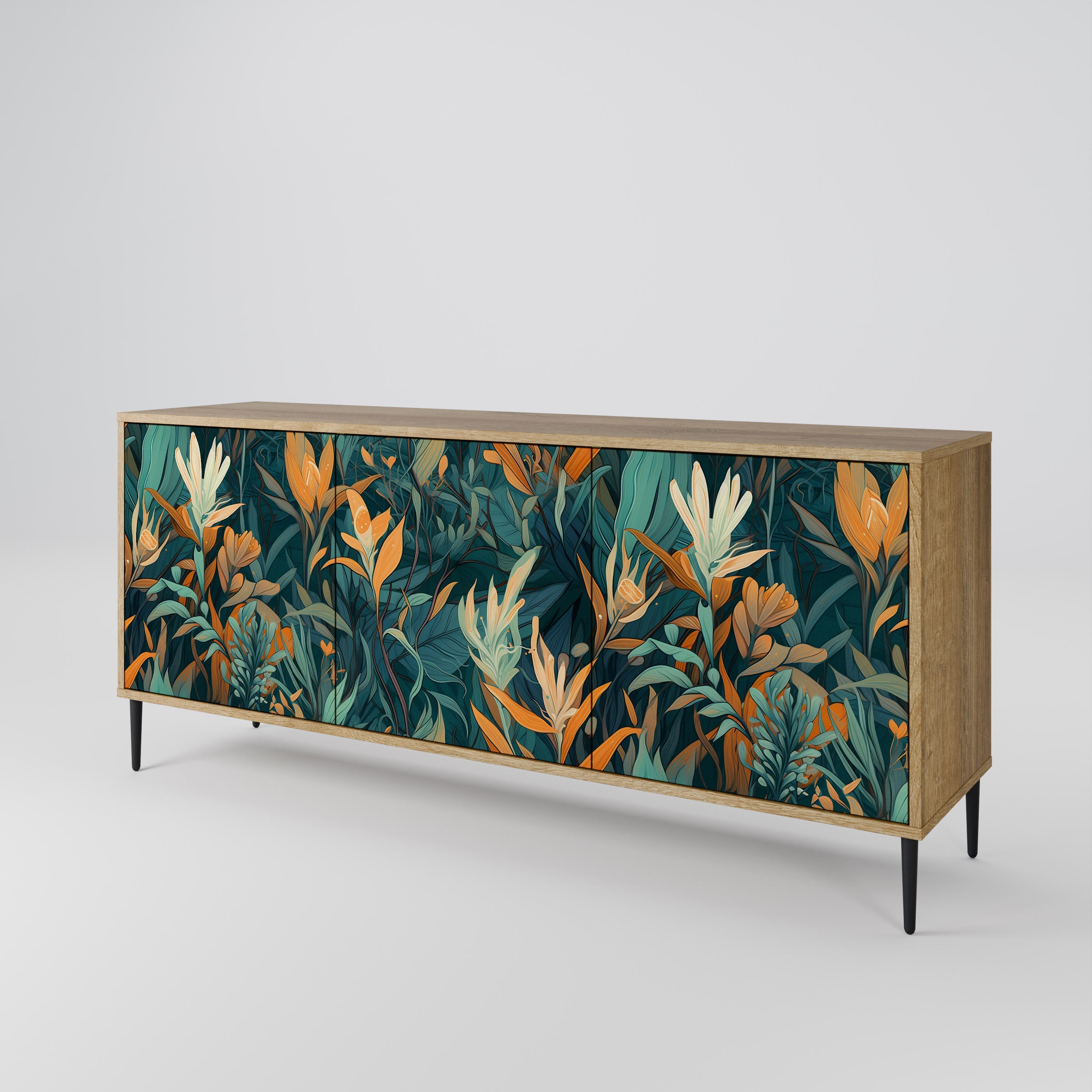 FLORAL SERENITY 3-türiges Sideboard in Eichenoptik