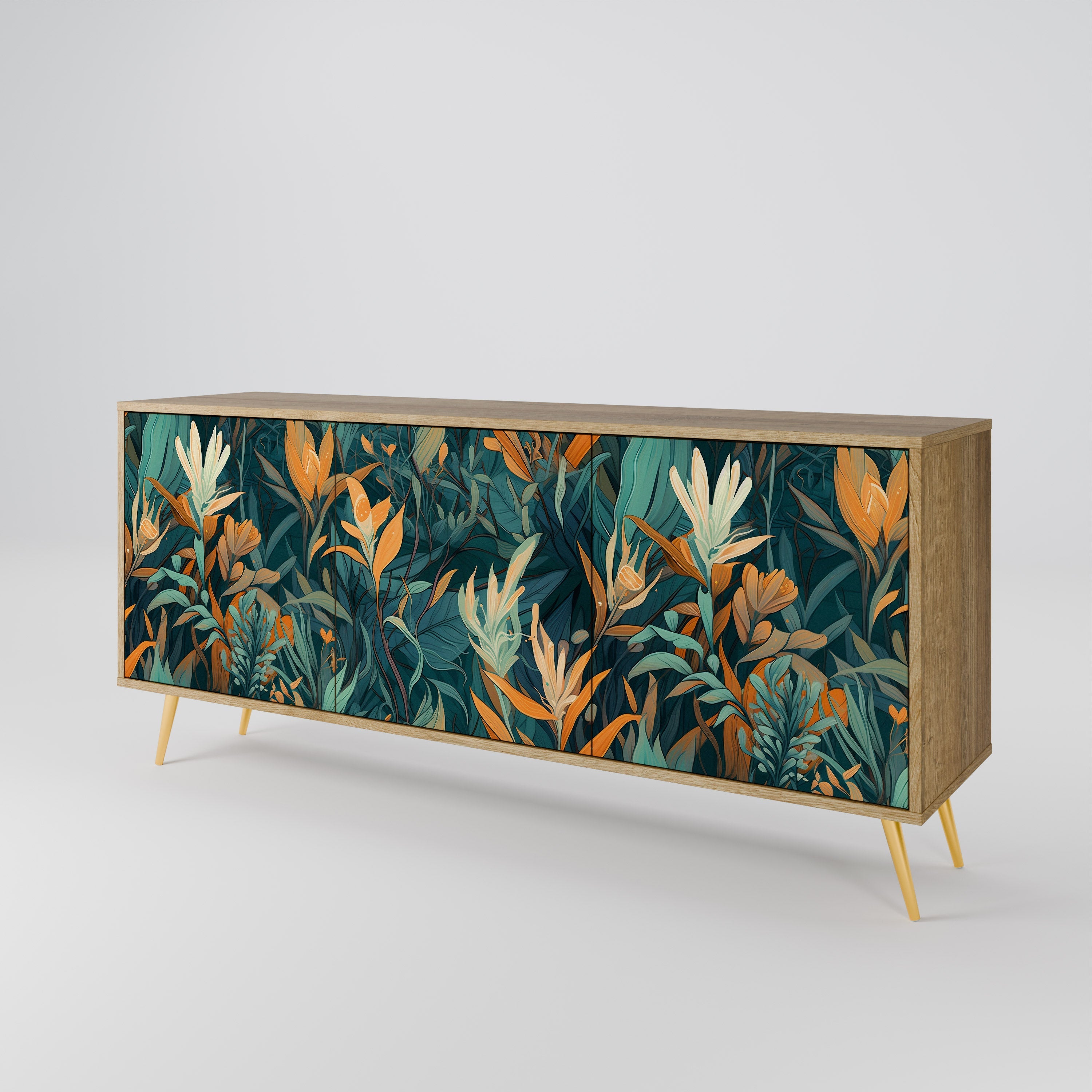 FLORAL SERENITY 3-türiges Sideboard in Eichenoptik