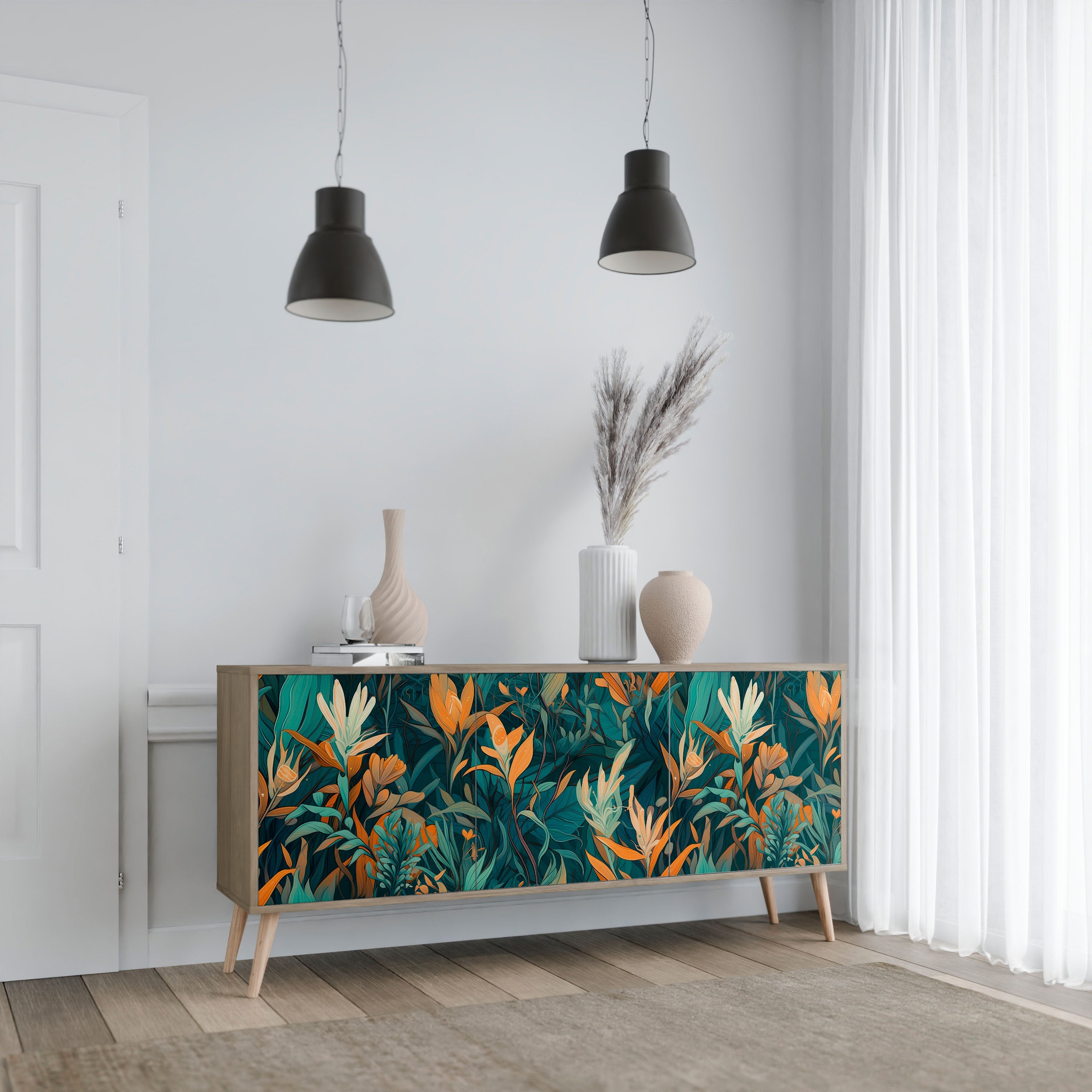 FLORAL SERENITY 3-türiges Sideboard in Eichenoptik