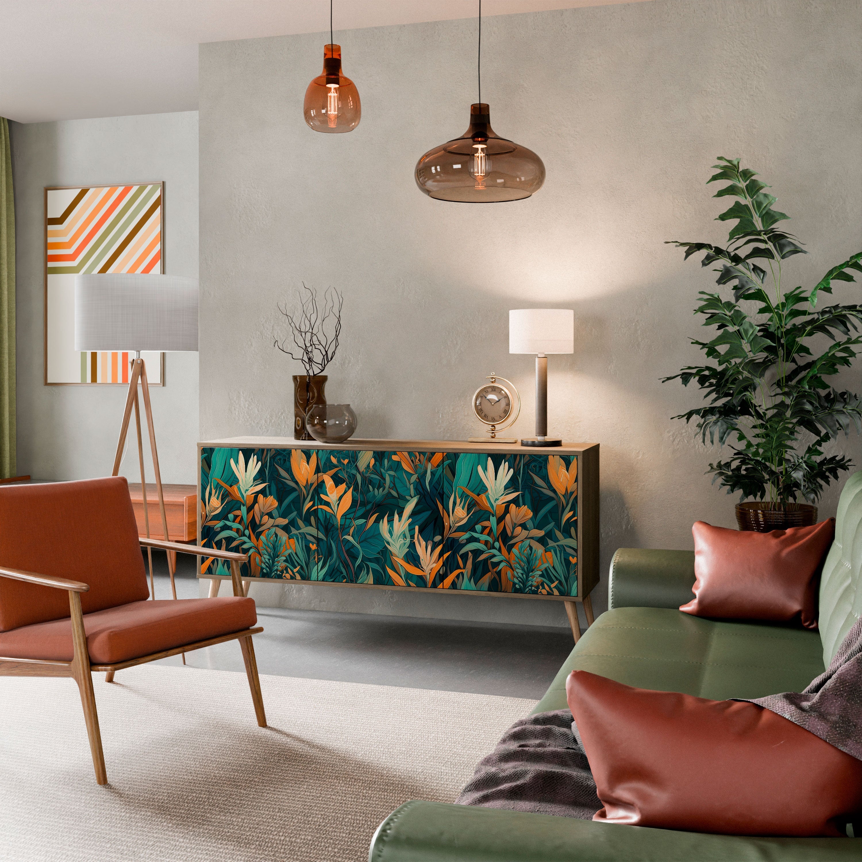 FLORAL SERENITY 3-türiges Sideboard in Eichenoptik