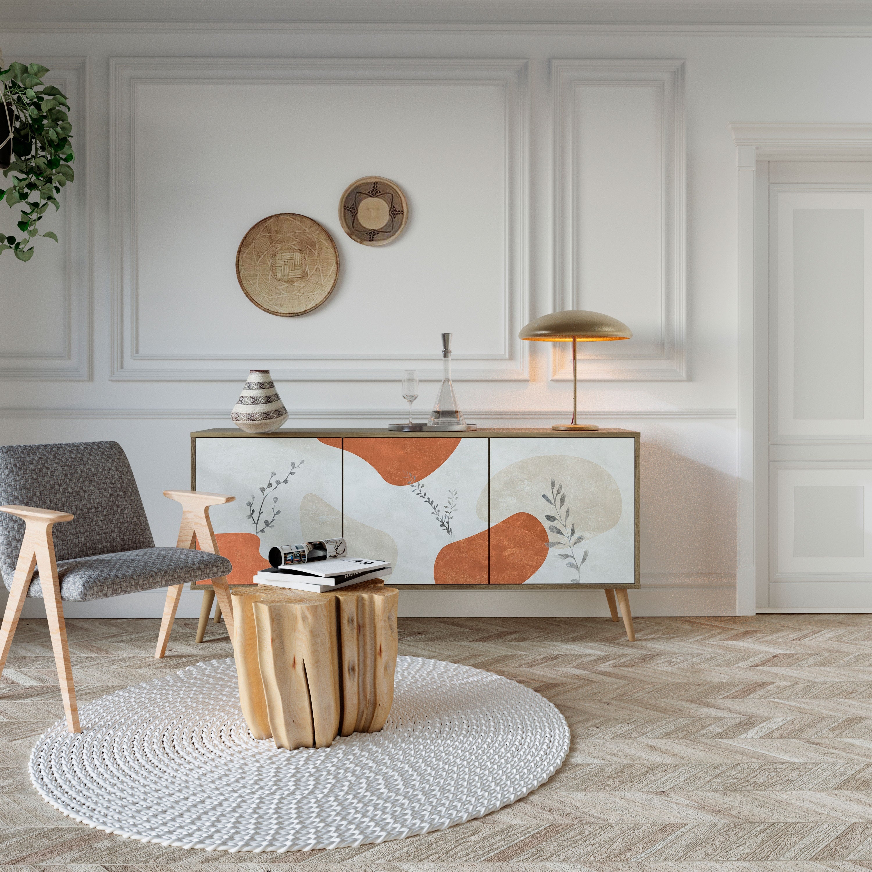 TRANQUIL TWIG 3-türiges Sideboard in Eichenoptik