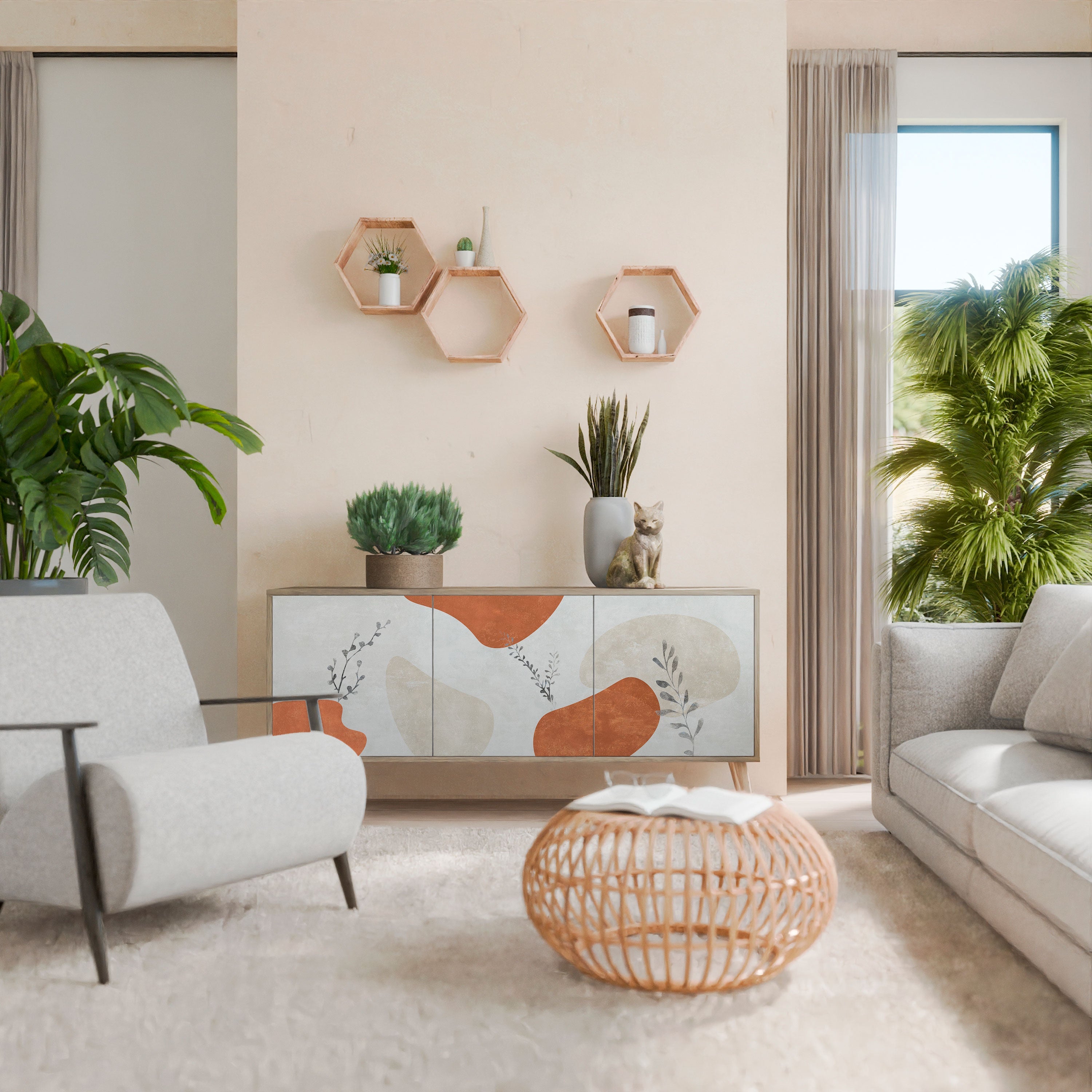 TRANQUIL TWIG 3-türiges Sideboard in Eichenoptik